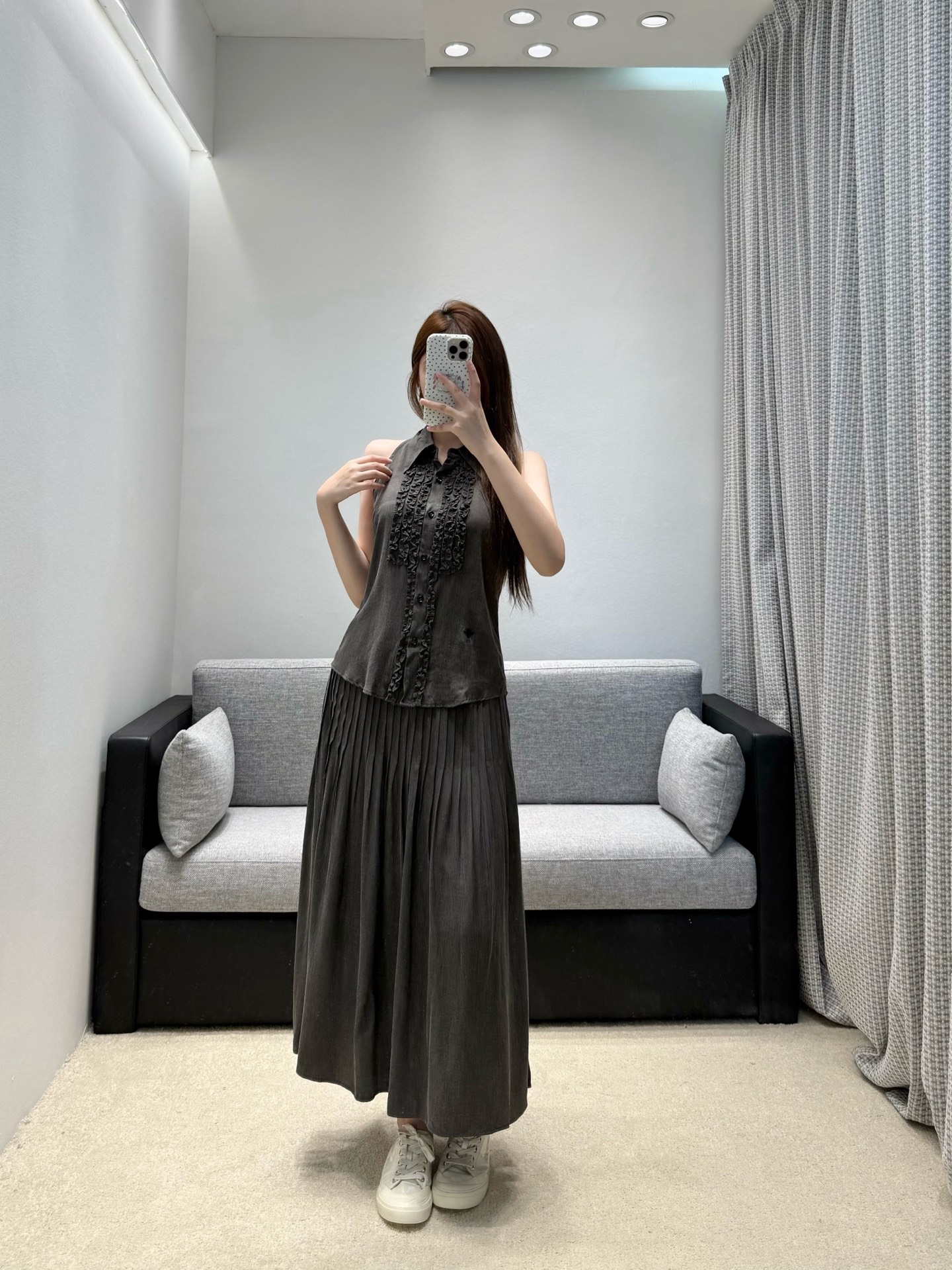 Dior CD 디올 26SS 미니멀 슬릿 셔츠 + 스커트 셋업 세트 의류