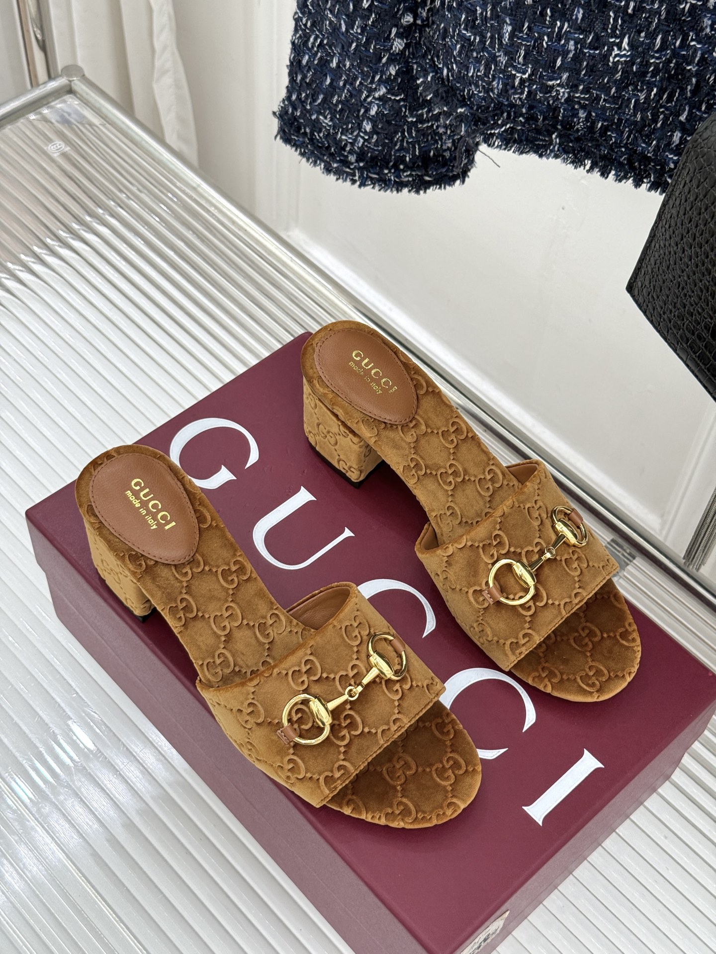 구찌(GUCCI) 홀스빗 GG 청키힐 슬리퍼 신발