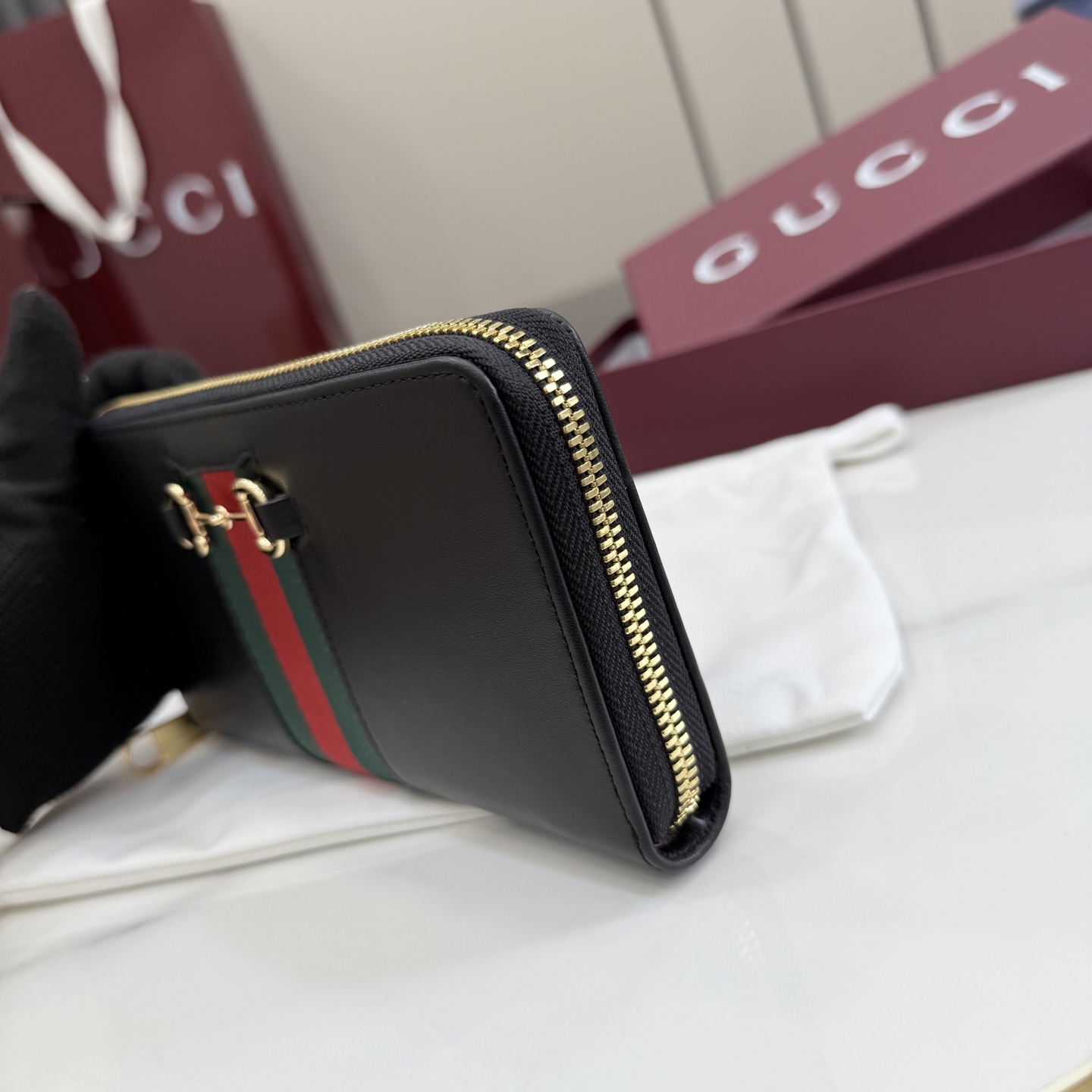 [Gucci] 구찌 Generation 26SS 레더 홀스빗 웹 장지갑