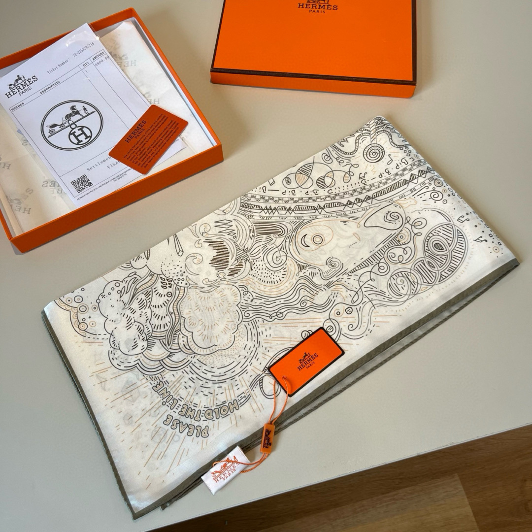 에르메스(HERMES) 온 더 라인 실크 목도리 스카프
