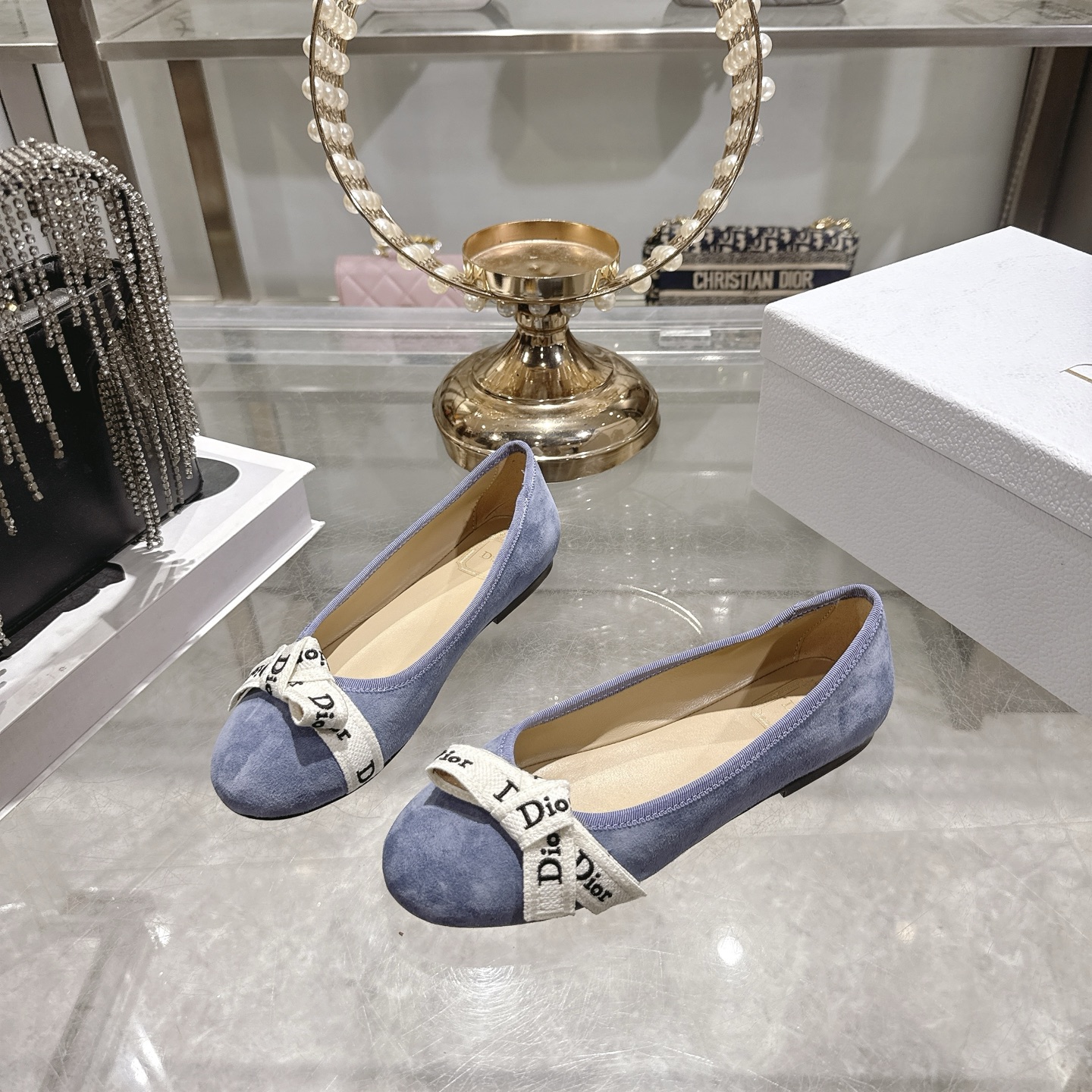 디올(DIOR) 리본 스트랩 메리제인 플랫슈즈 신발