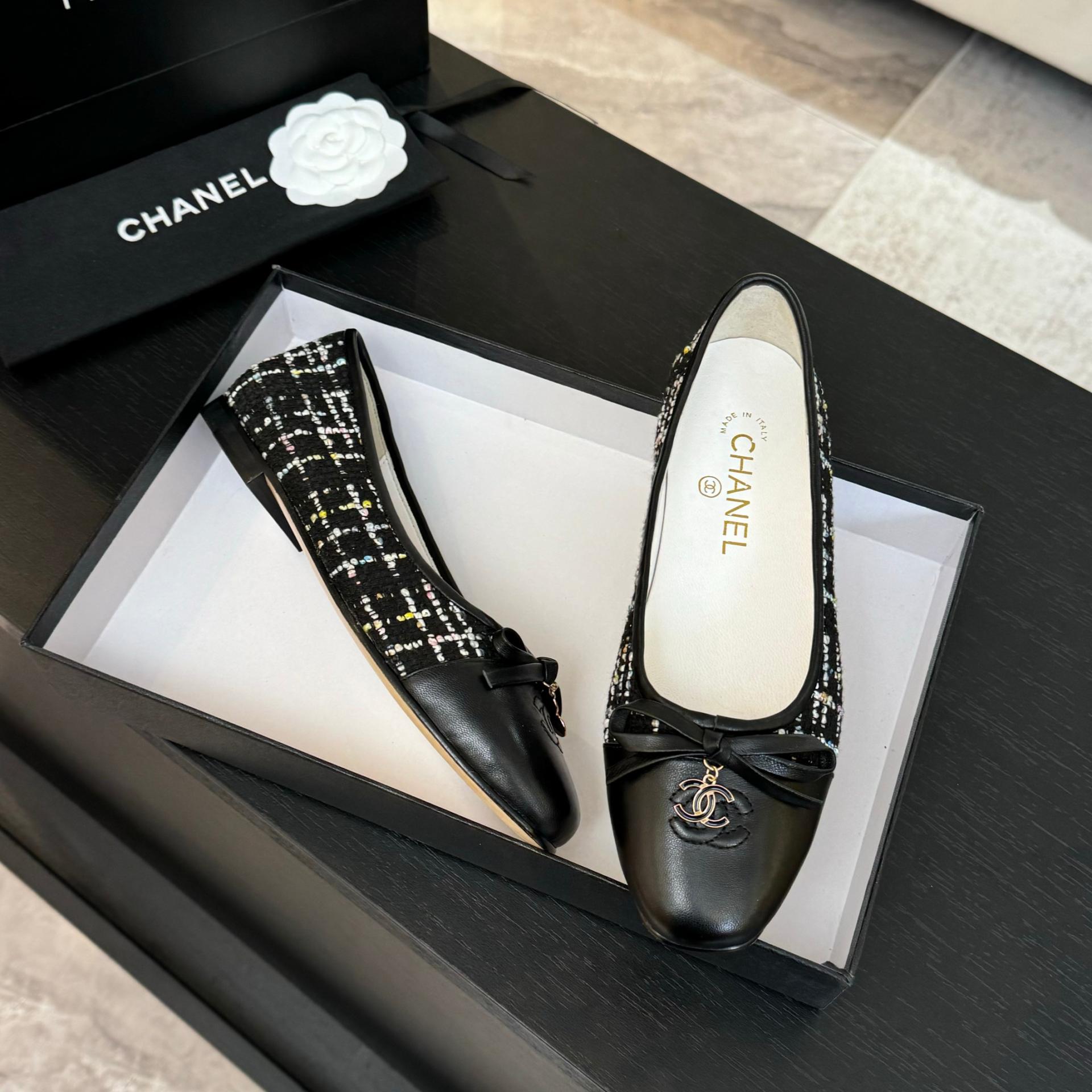 샤넬(CHANEL) 트위드 리본 플랫슈즈 신발 복제