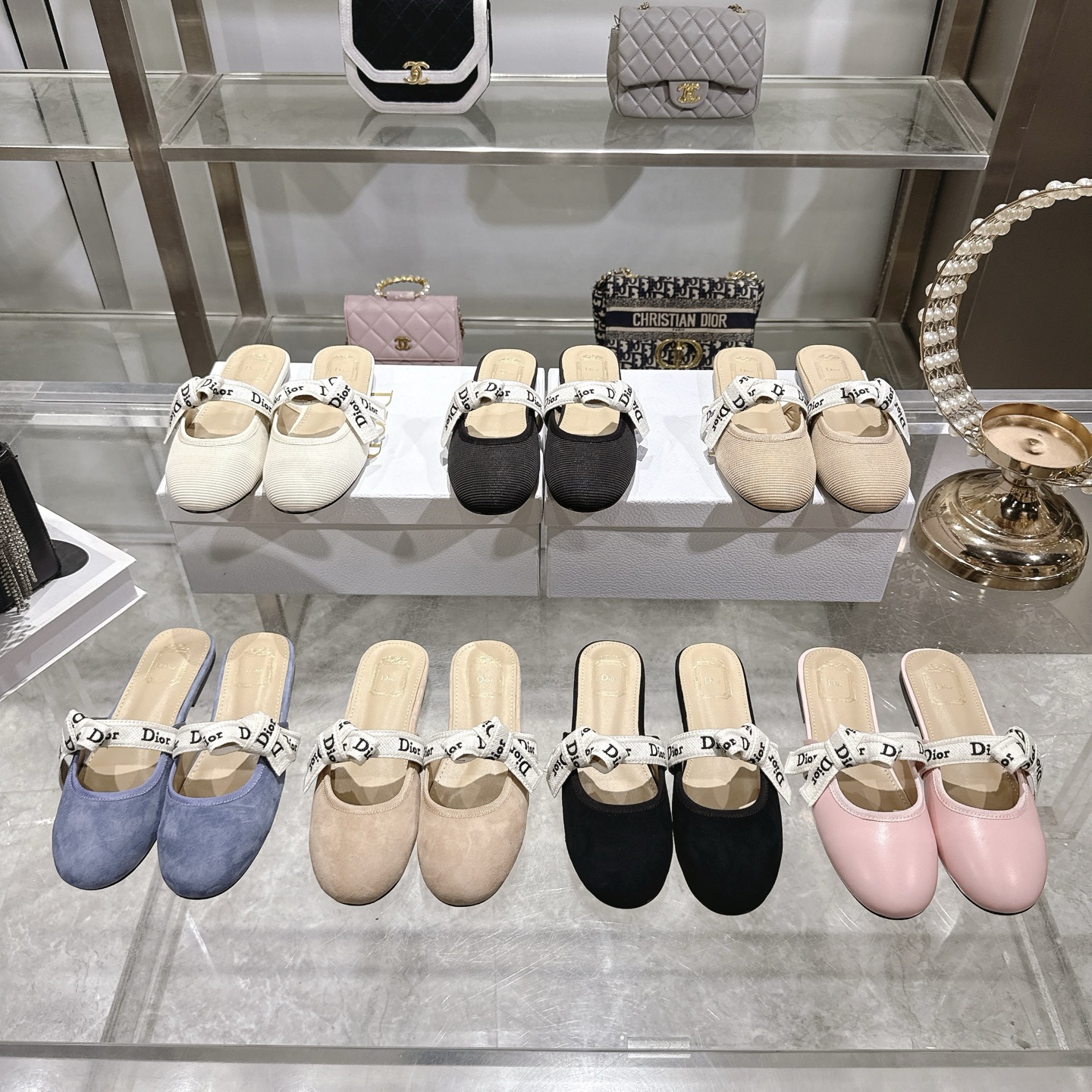 디올(DIOR) 리본 스트랩 메리제인 슬리퍼 신발