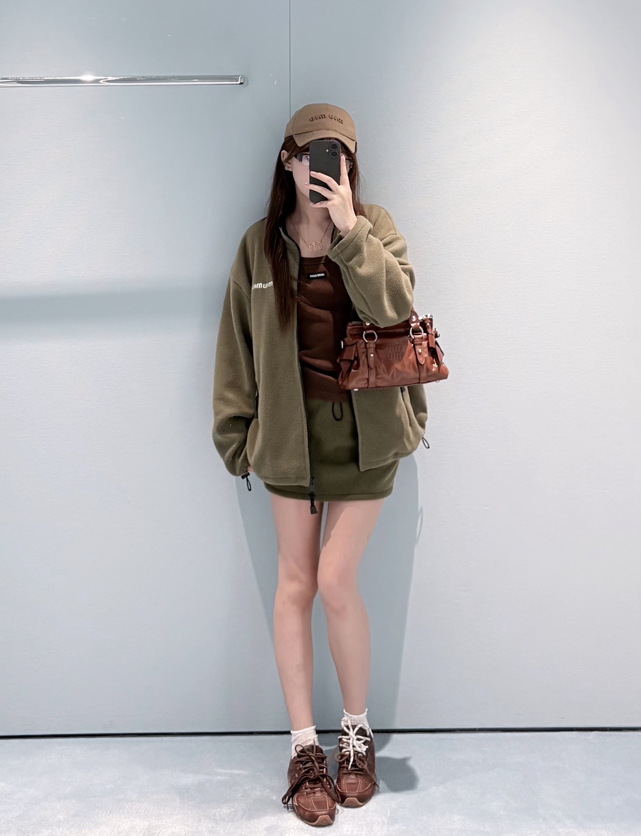 미우미우(MIU MIU) 플리스 후드 집업 재킷 상의 의류