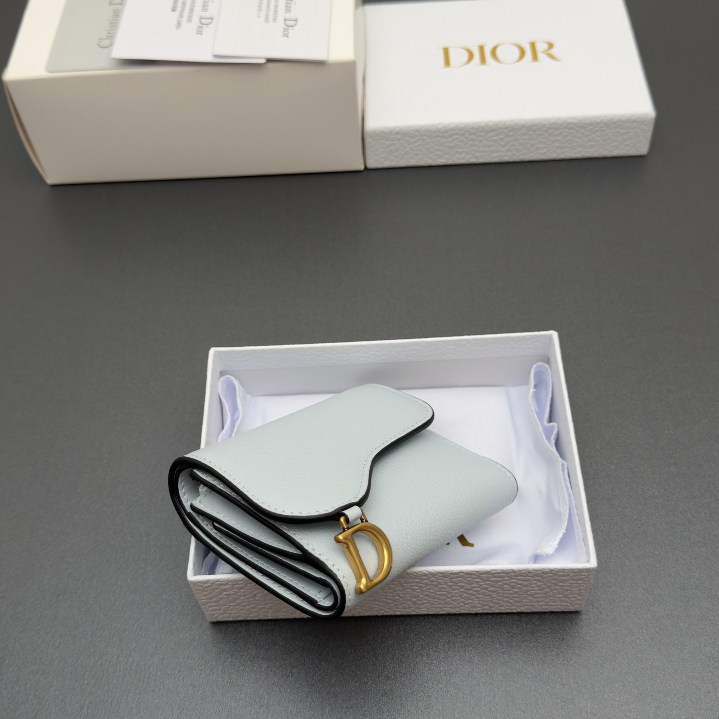 [Dior] 디올 Lotus 로터스 새들 고스트 그레인드 미니 지갑