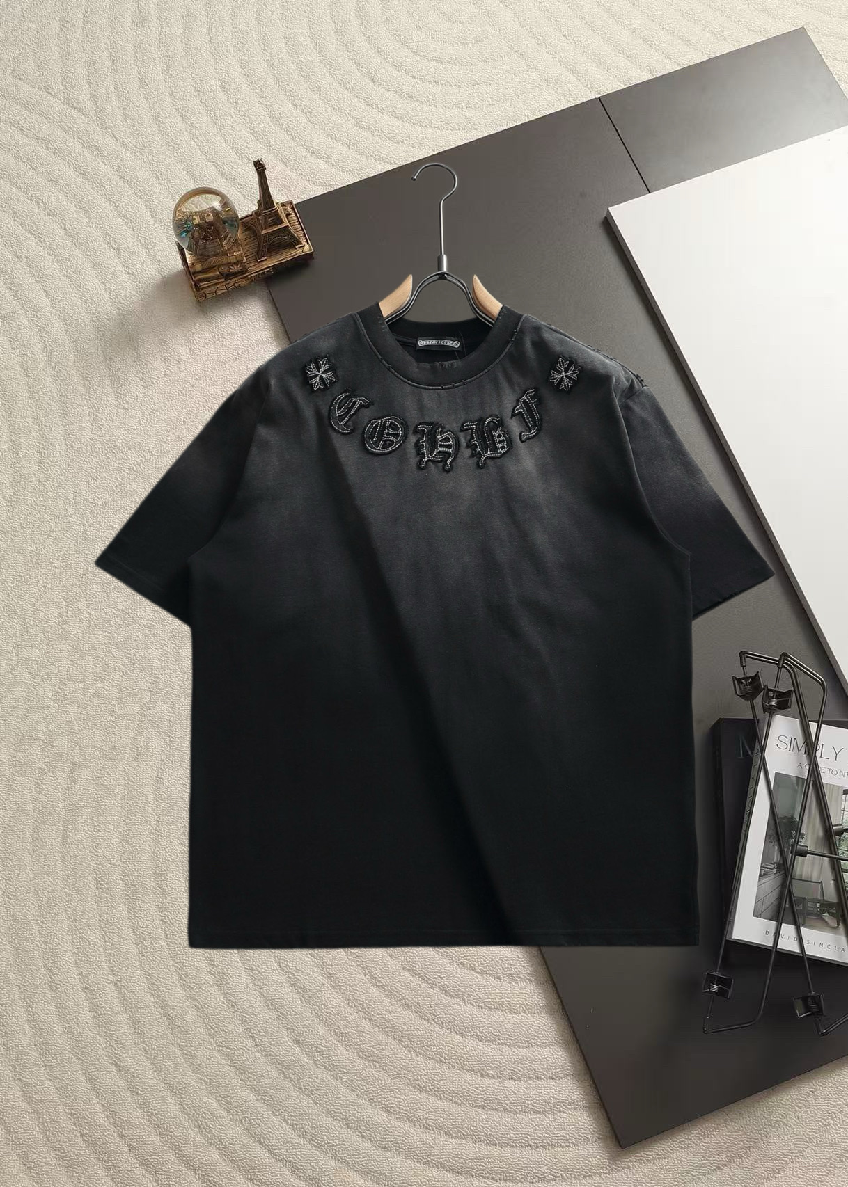 크롬하츠(CHROME HEARTS) 자수 워싱 반팔 티셔츠 상의 의류