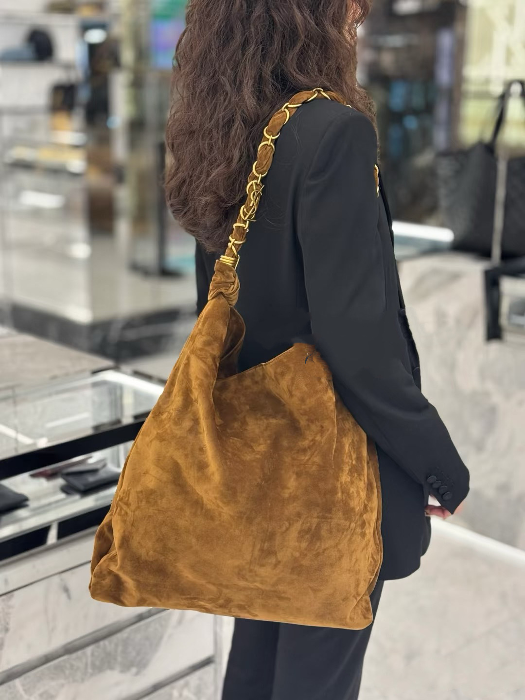 YSL 생로랑 빈티지 스웨이드 쇼퍼백 가방