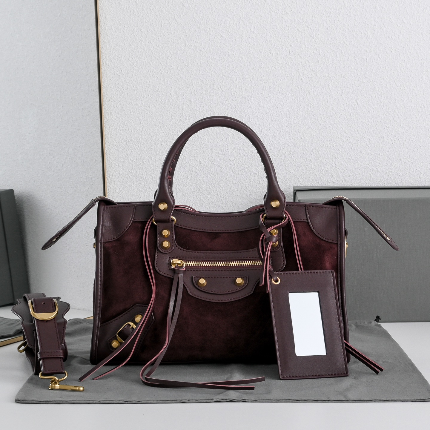 BALENCIAGA 발렌시아가 Le City 르 시티 스웨이드 컴비네이션 카프스킨 모터사이클 백 가방