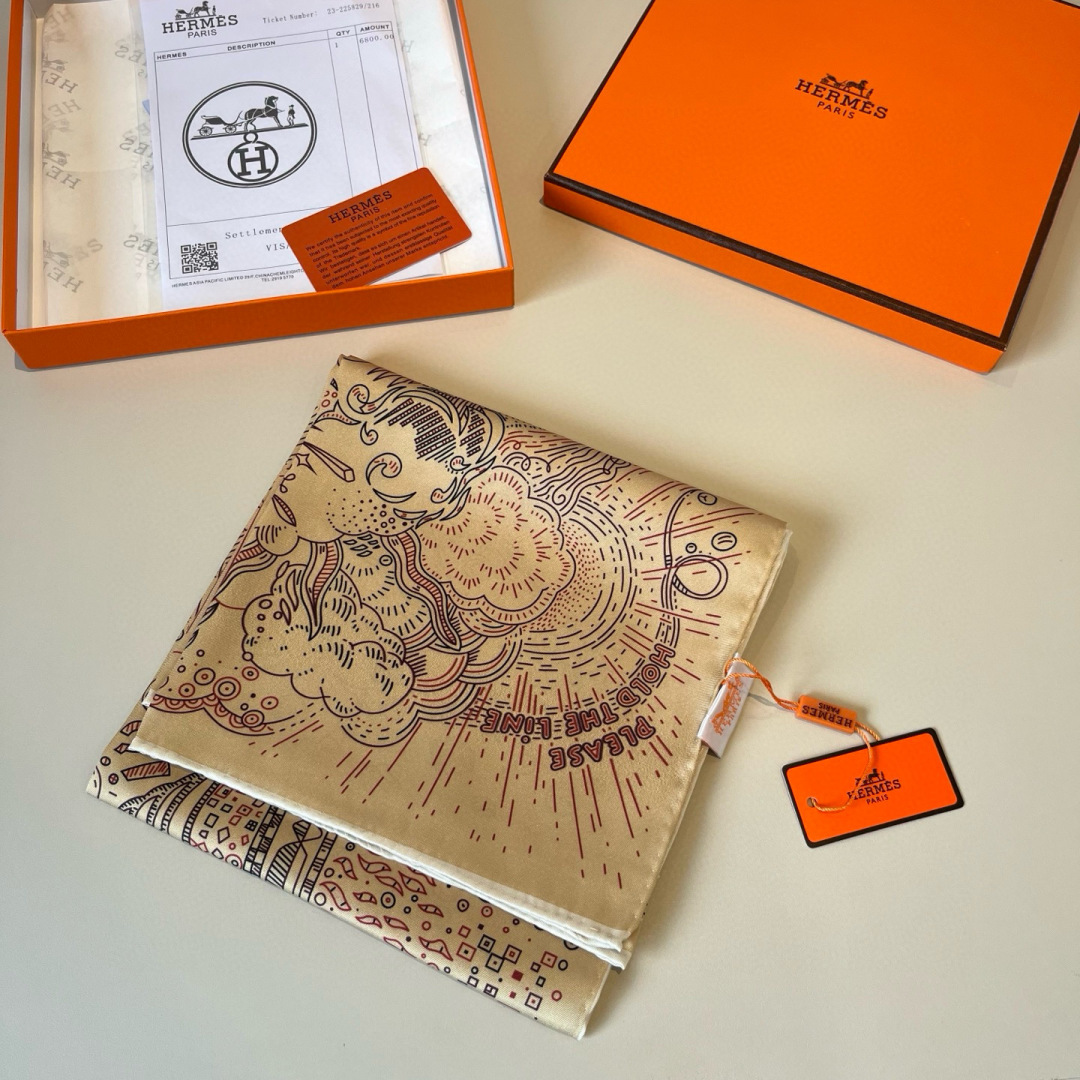 에르메스(HERMES) 온 더 라인 실크 목도리 스카프