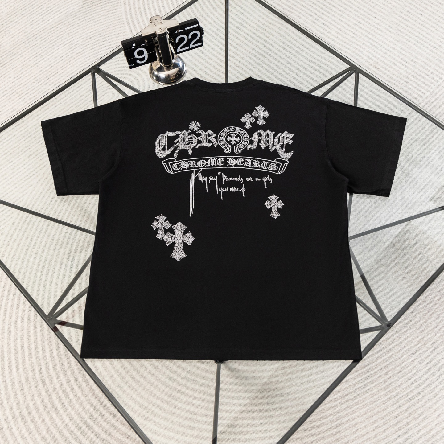 크롬하츠(CHROME HEARTS) 고딕 자수 반팔 티셔츠 의류