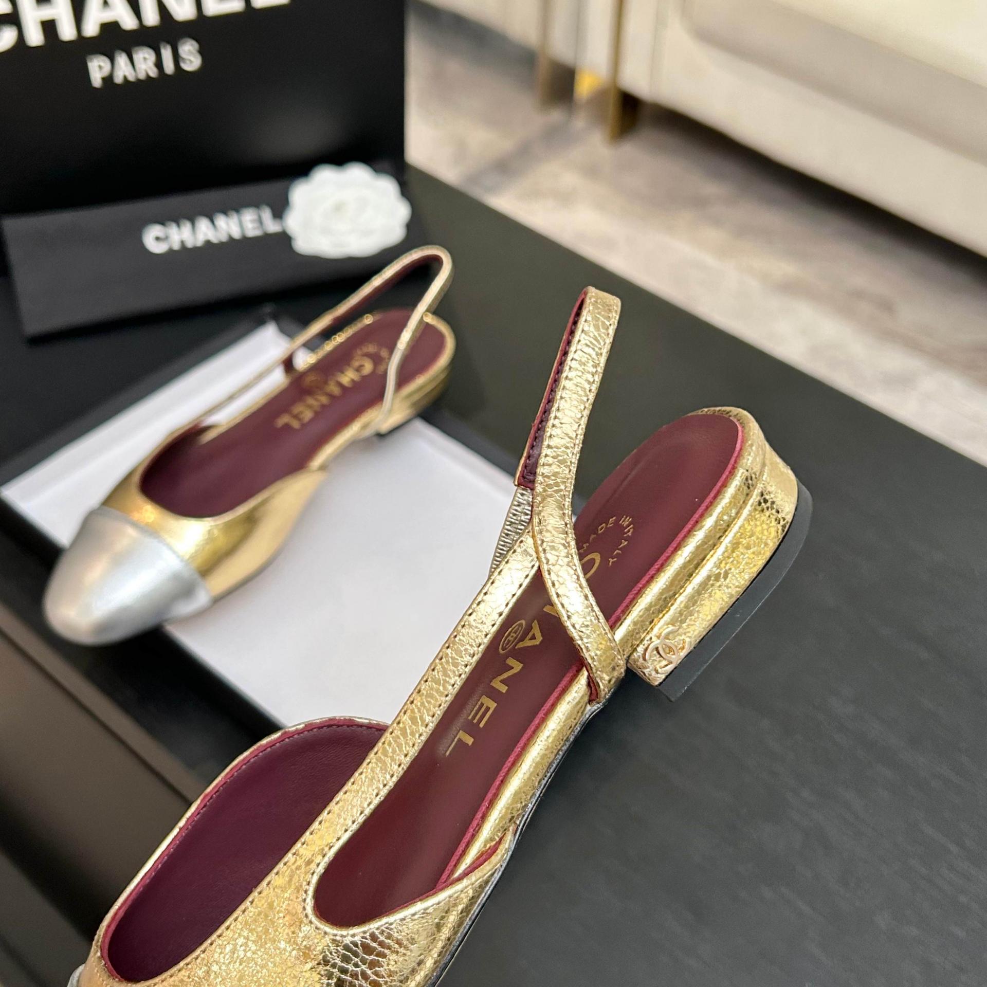 샤넬(CHANEL) 투톤 슬링백 로우힐 신발