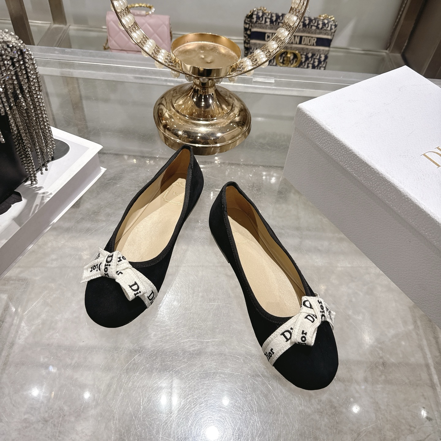 디올(DIOR) 리본 스트랩 메리제인 플랫슈즈 신발