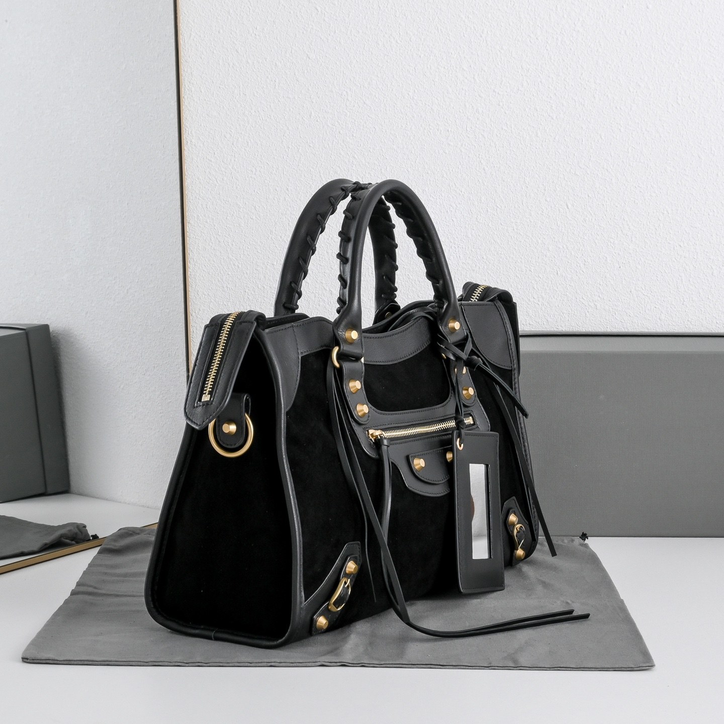 BALENCIAGA 발렌시아가 Le City 르 시티 스웨이드 컴비네이션 카프스킨 모터사이클 백 가방