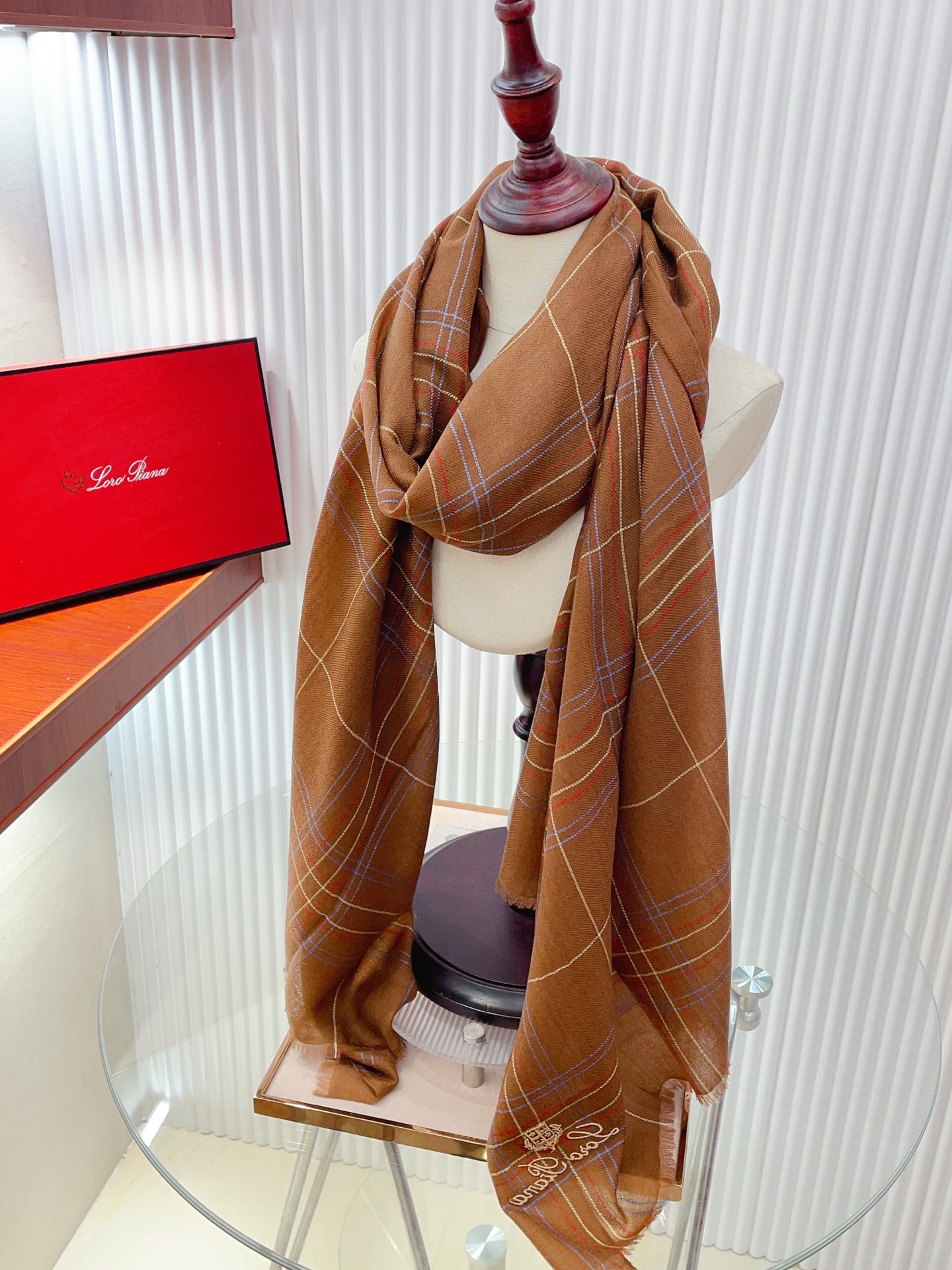 로로피아나(LORO PIANA) 배색 스트라이프 캐시미어 목도리 스카프