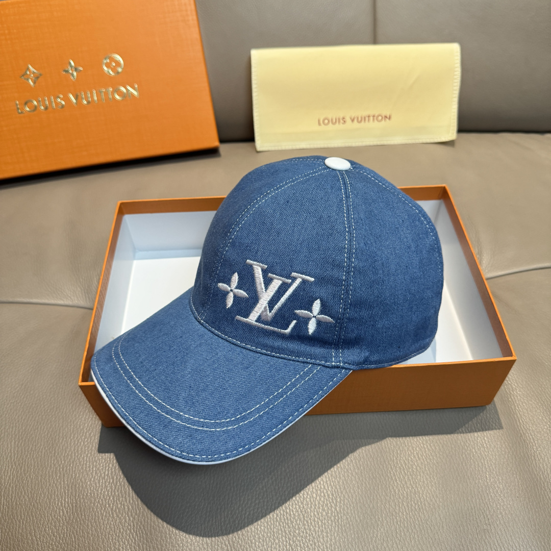 루이비통(LV) 로고 데님 볼캡 모자