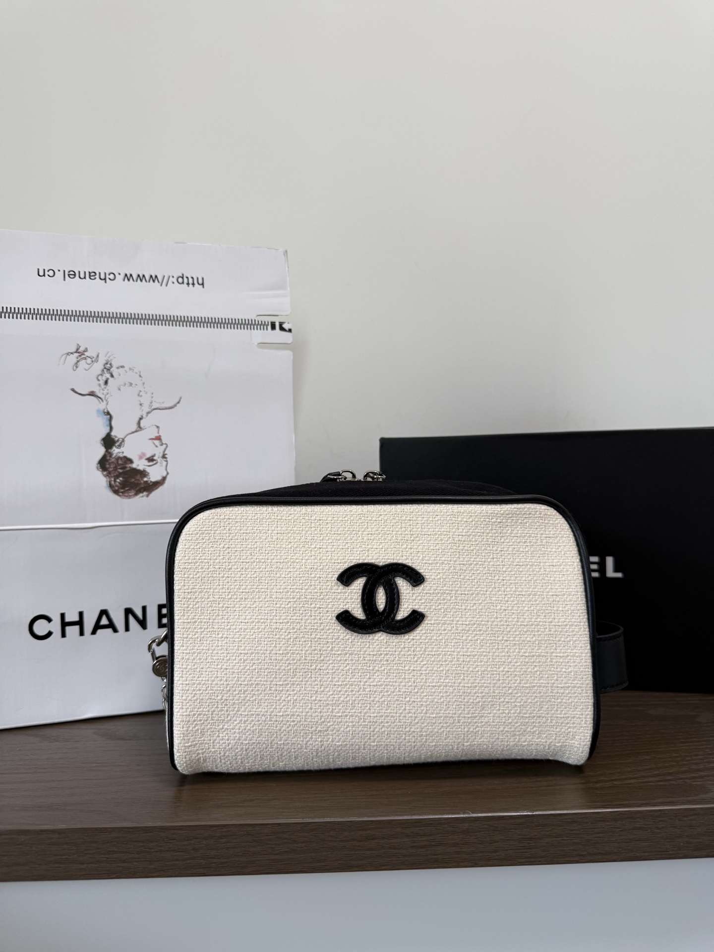 [Chanel] 샤넬 26M Coco Beach 코코 비치 캔버스 코스메틱 파우치 백 가방