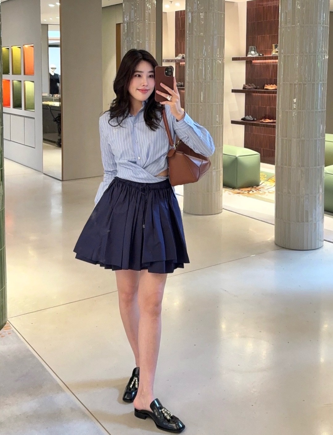 로에베(LOEWE) 스트링 주름 A라인 스커트 의류