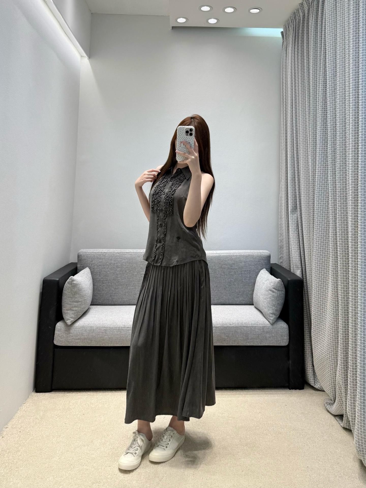 Dior CD 디올 26SS 미니멀 슬릿 셔츠 + 스커트 셋업 세트 의류