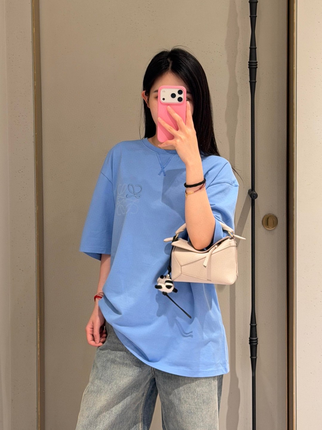 로에베(LOEWE) 아나그램 자수 반팔 티셔츠 상의 의류