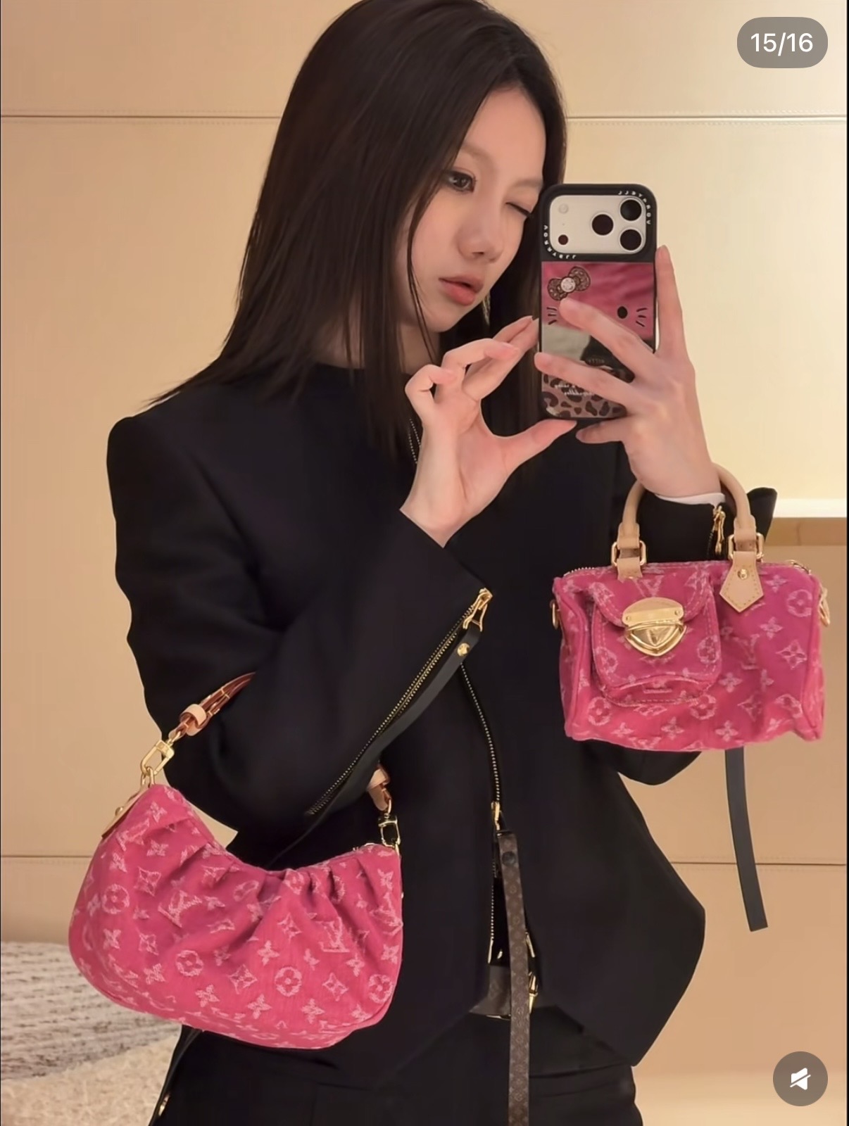 [Louis Vuitton] LV 루이비통 모노그램 데님 나노 스피디 (로즈 핑크) 가방