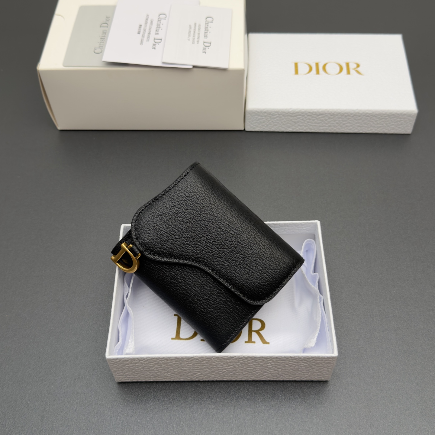 [Dior] 디올 Lotus 로터스 새들 고스트 그레인드 미니 지갑