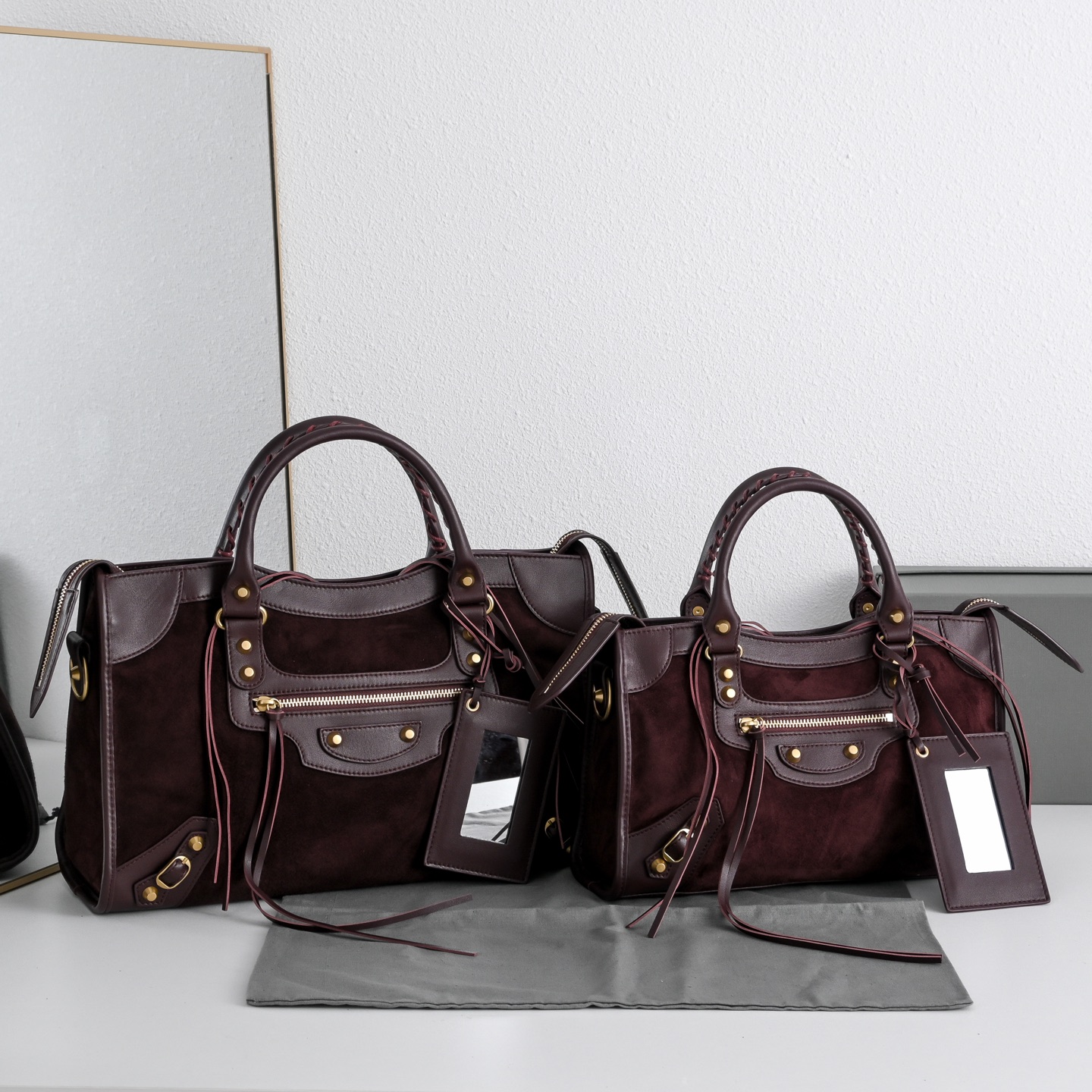 BALENCIAGA 발렌시아가 Le City 르 시티 스웨이드 컴비네이션 카프스킨 모터사이클 백 가방