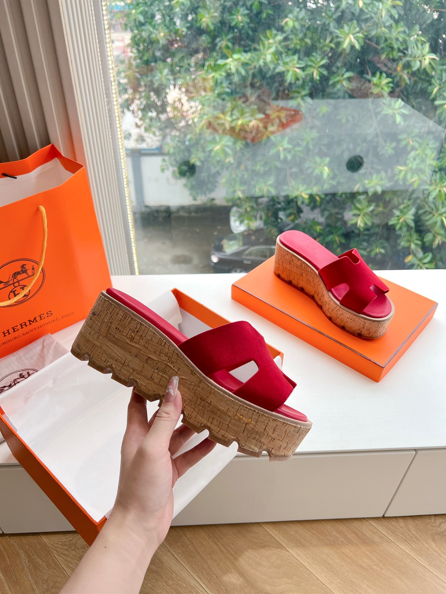 에르메스(HERMES) 웨지힐 슬리퍼 신발