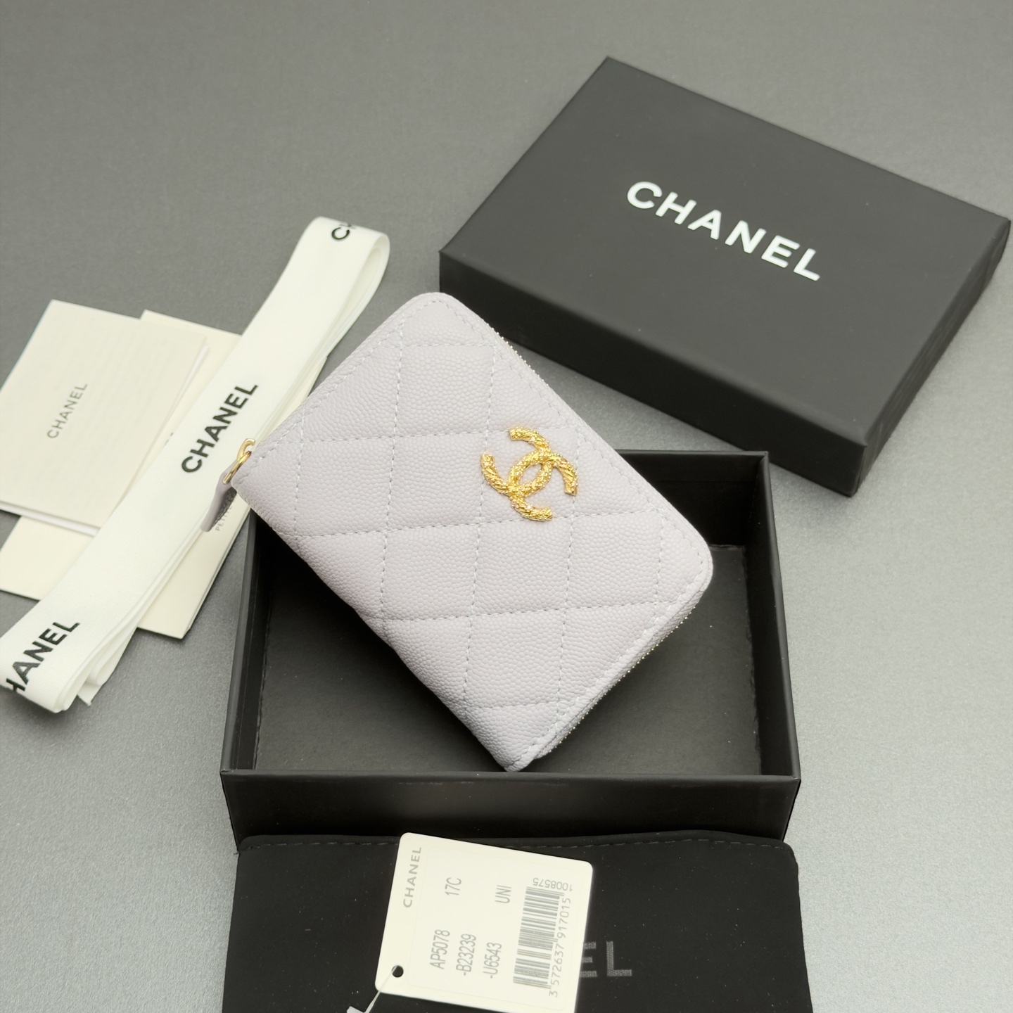 [Chanel] 샤넬 26SS 캐비어 멀티 젬스톤 미니 지퍼 코인 퍼스 지갑
