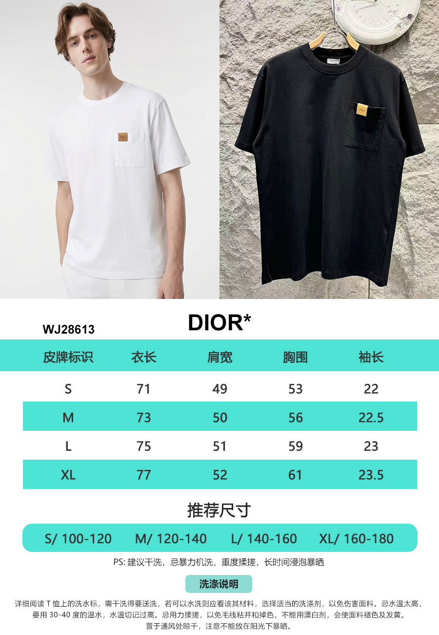 디올(DIOR) 레더 라벨 반팔 티셔츠 상의 의류