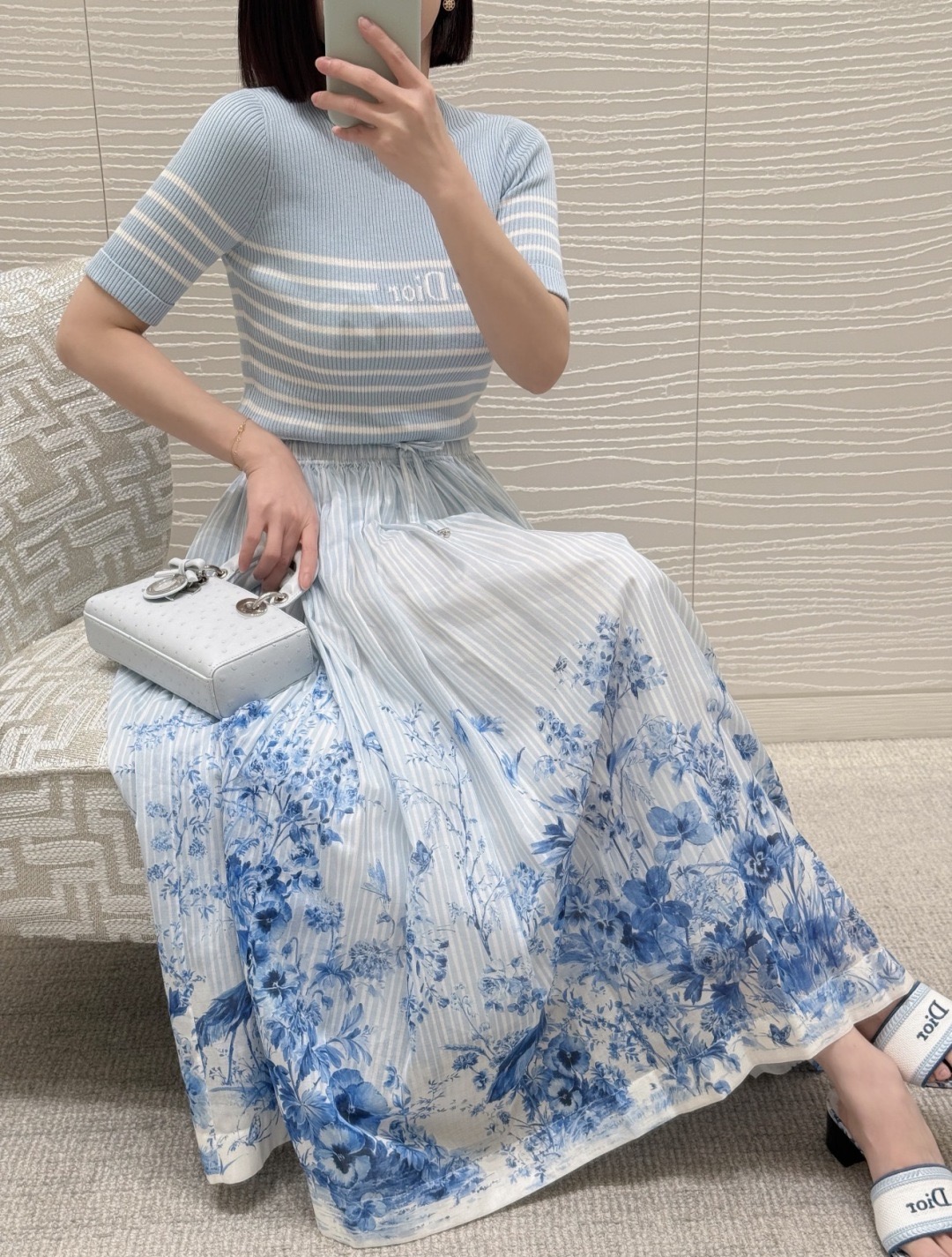 디올(DIOR) 레터링 반팔 골지 니트 의류