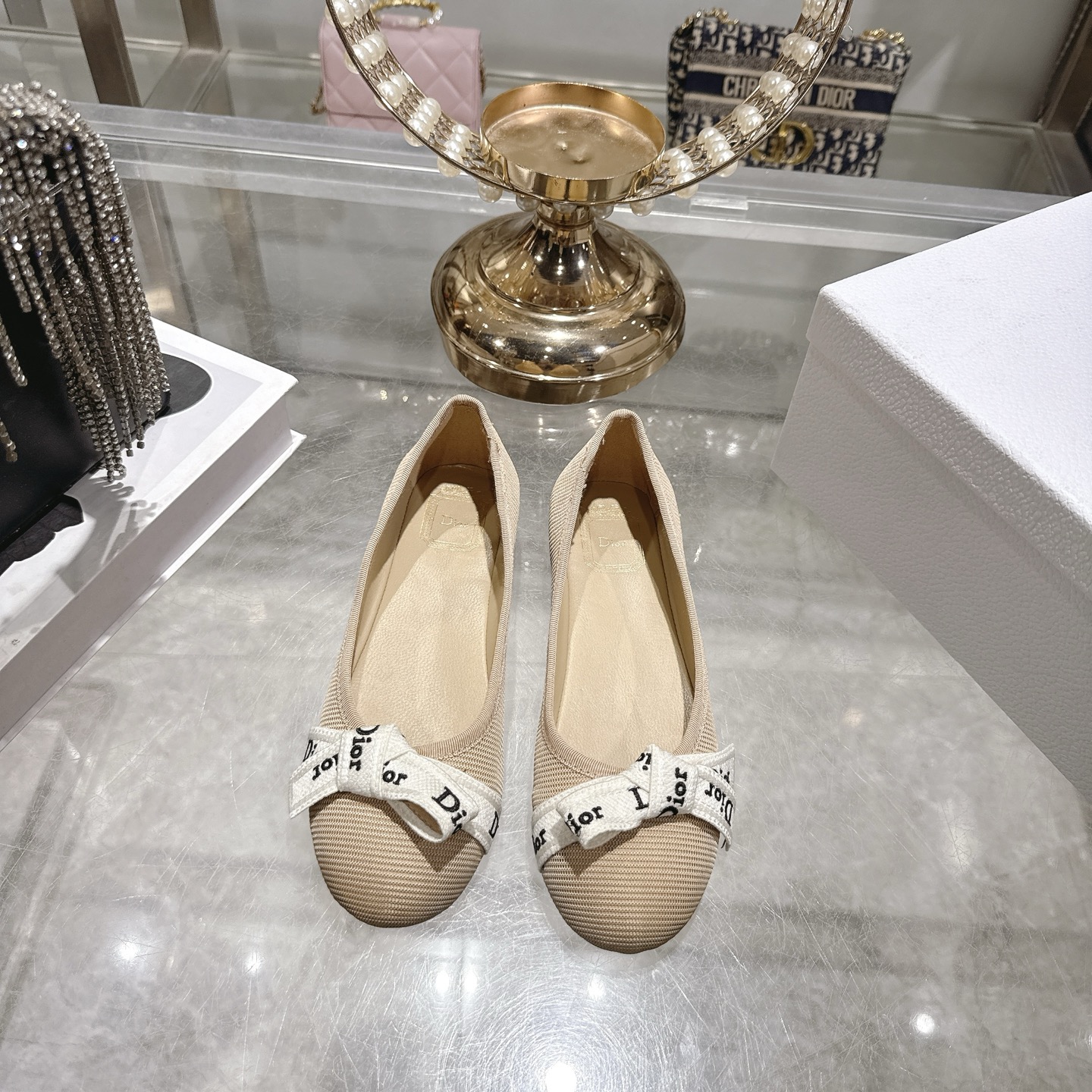 디올(DIOR) 리본 스트랩 메리제인 플랫슈즈 신발