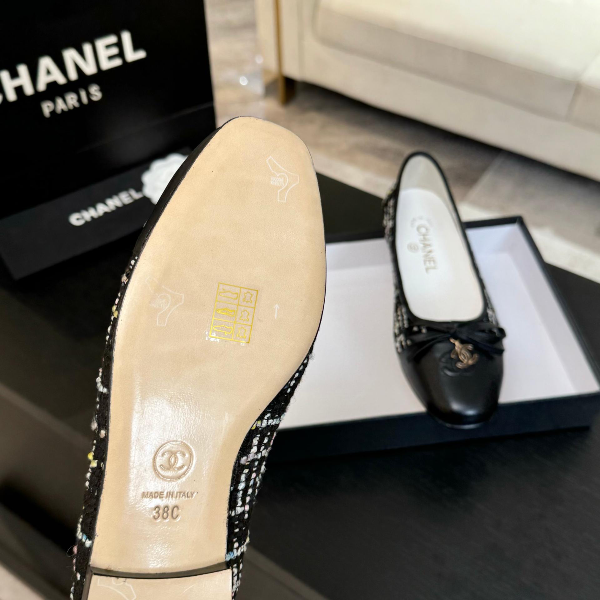 샤넬(CHANEL) 트위드 리본 플랫슈즈 신발 복제