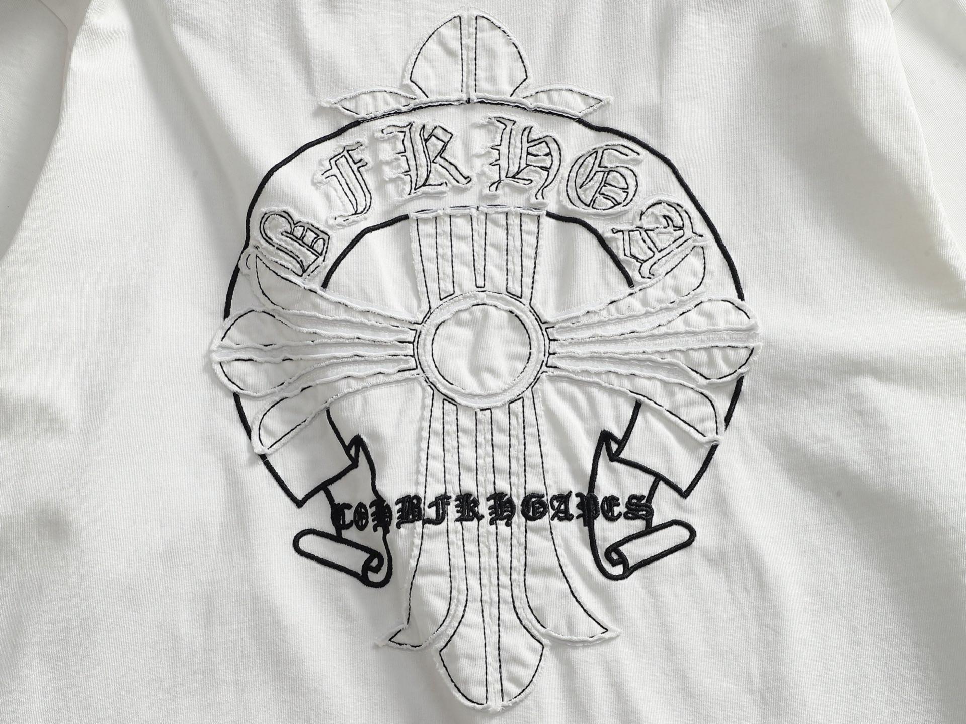 크롬하츠(CHROME HEARTS) 자수 워싱 반팔 티셔츠 상의 의류