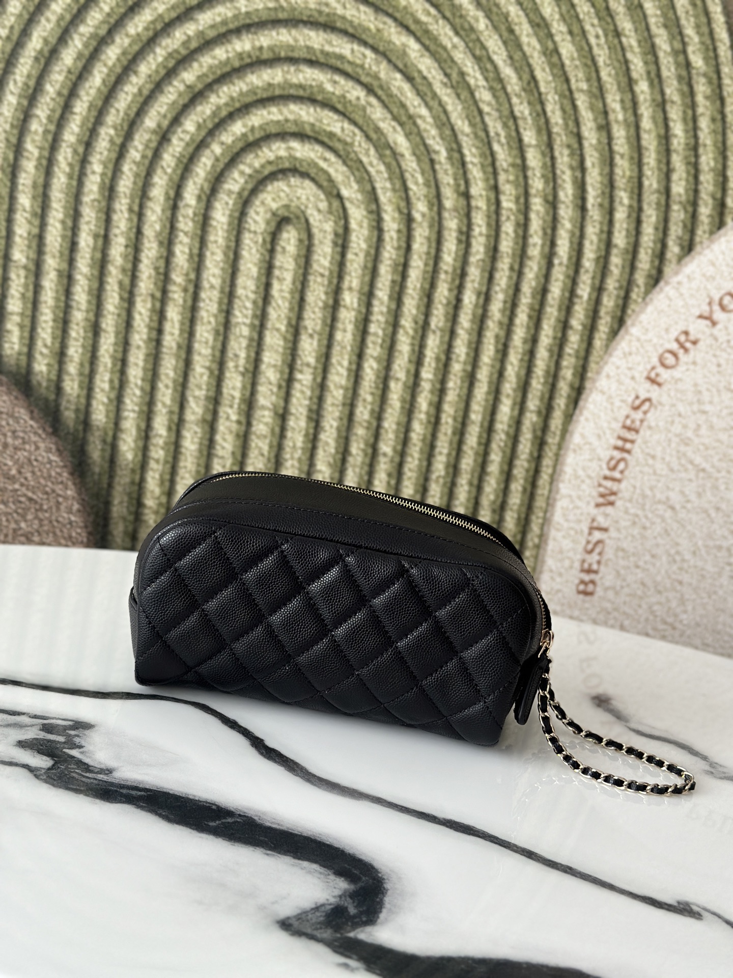 Chanel 샤넬 그레인 카우레더 세면·메이크업 파우치 백 가방