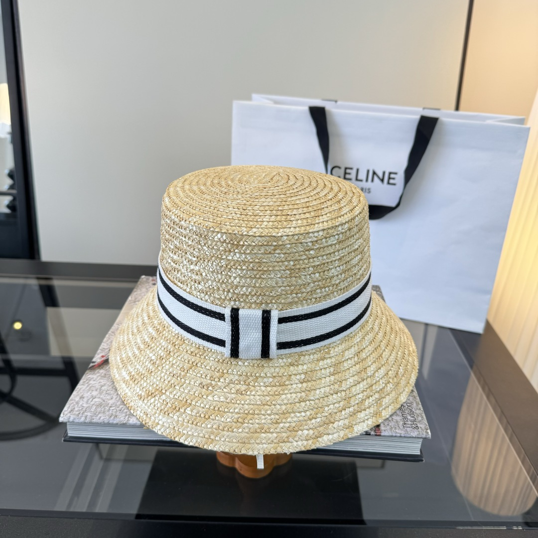 셀린느(CELINE) 라피아 버킷햇 모자