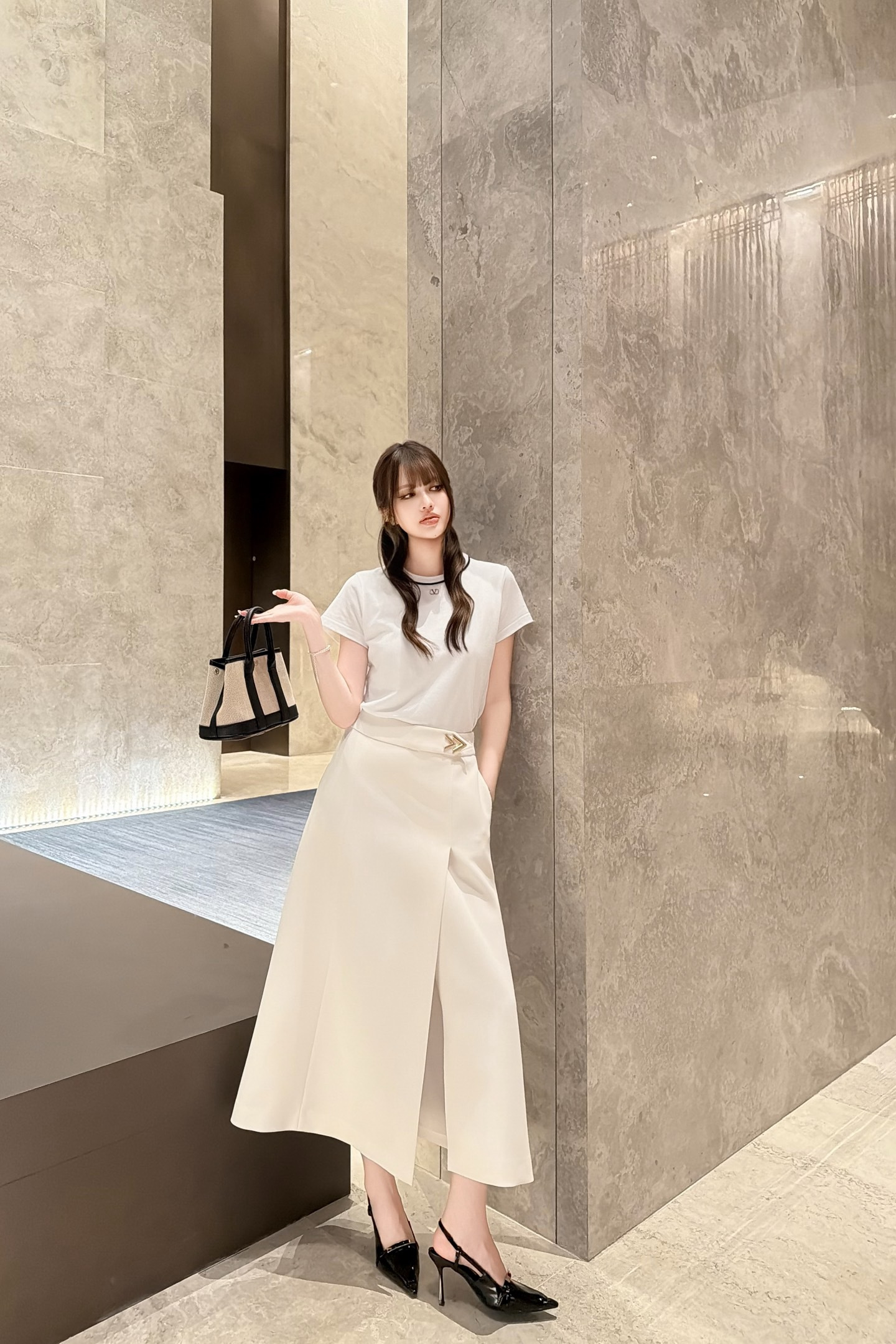 Valentino 발렌티노 하이엔드 수입 원단 롱 스커트 치마 의류