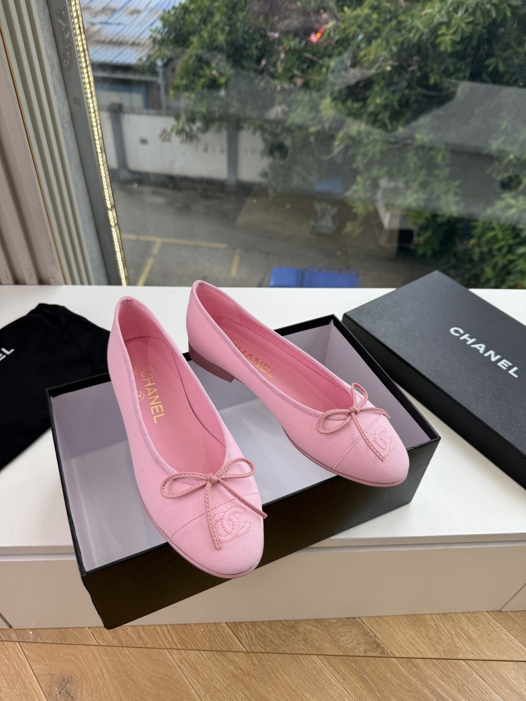 샤넬(CHANEL) 리본 메리제인 슬링백 플랫 신발