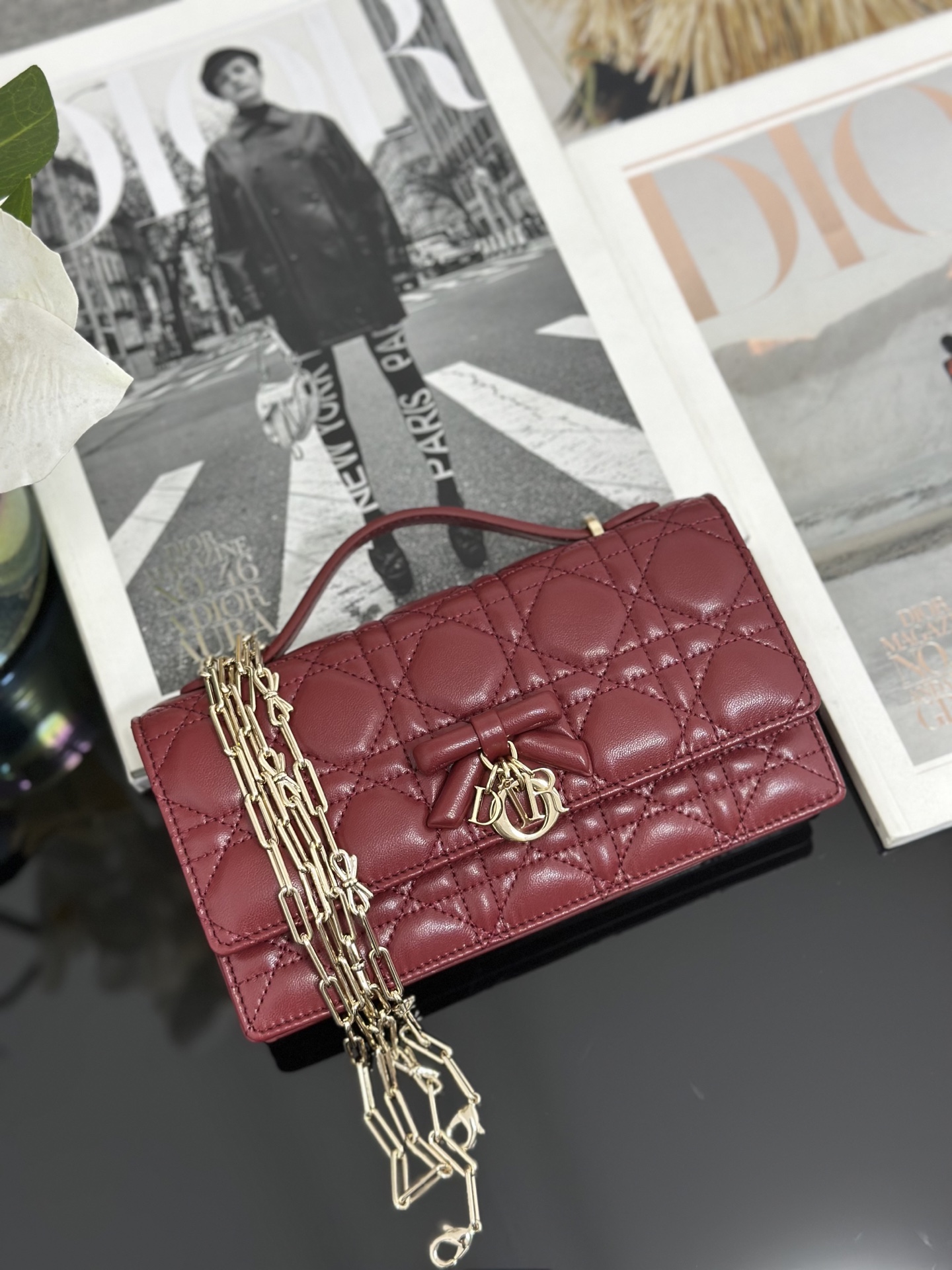 [Dior] 디올 미스 디올(Miss Dior) 보우 램스킨 탑핸들 체인 파우치 (WOC) 가방 복제