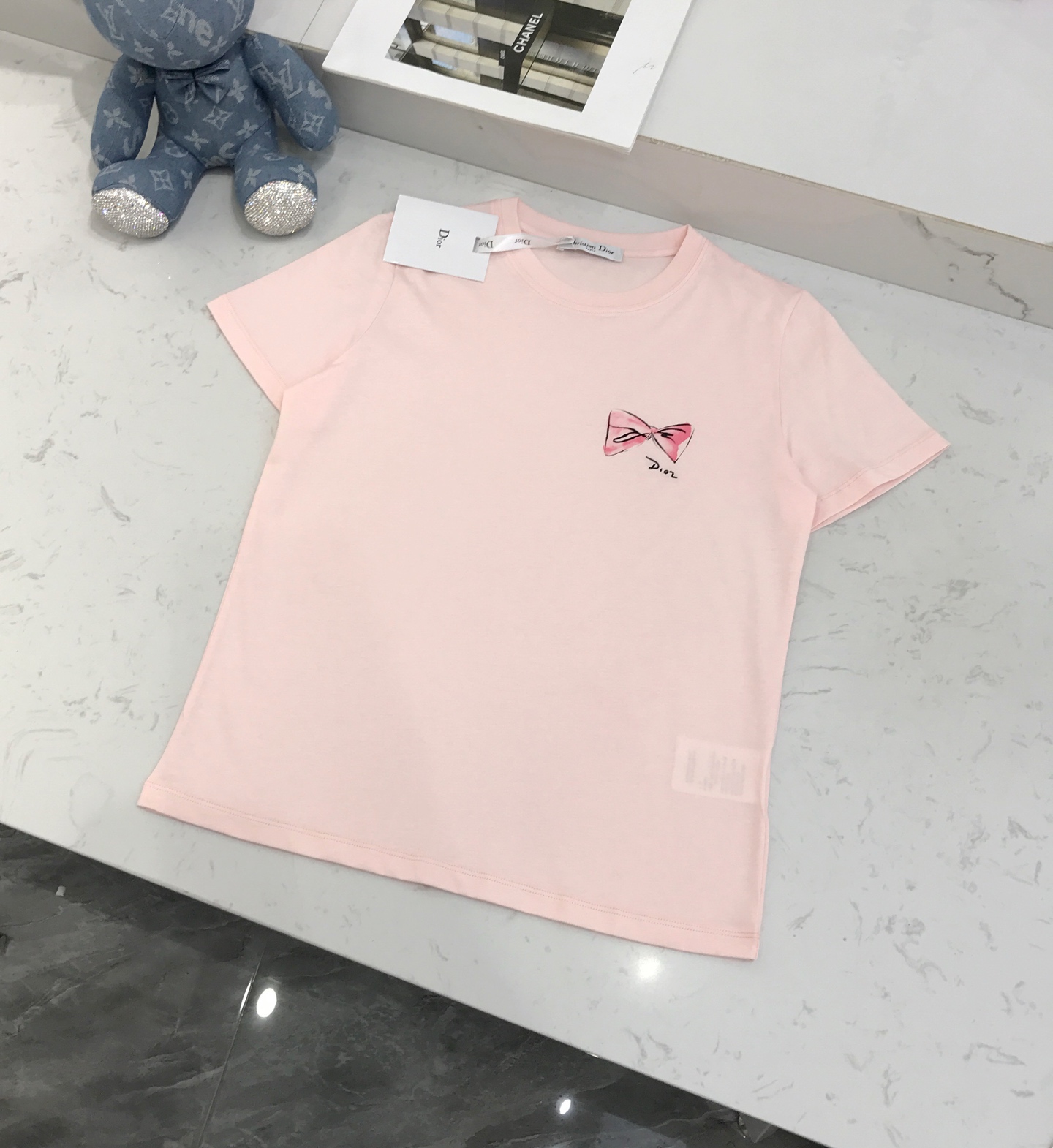 [Dior] 디올 핑크 리본 로고 반팔 티셔츠 의류