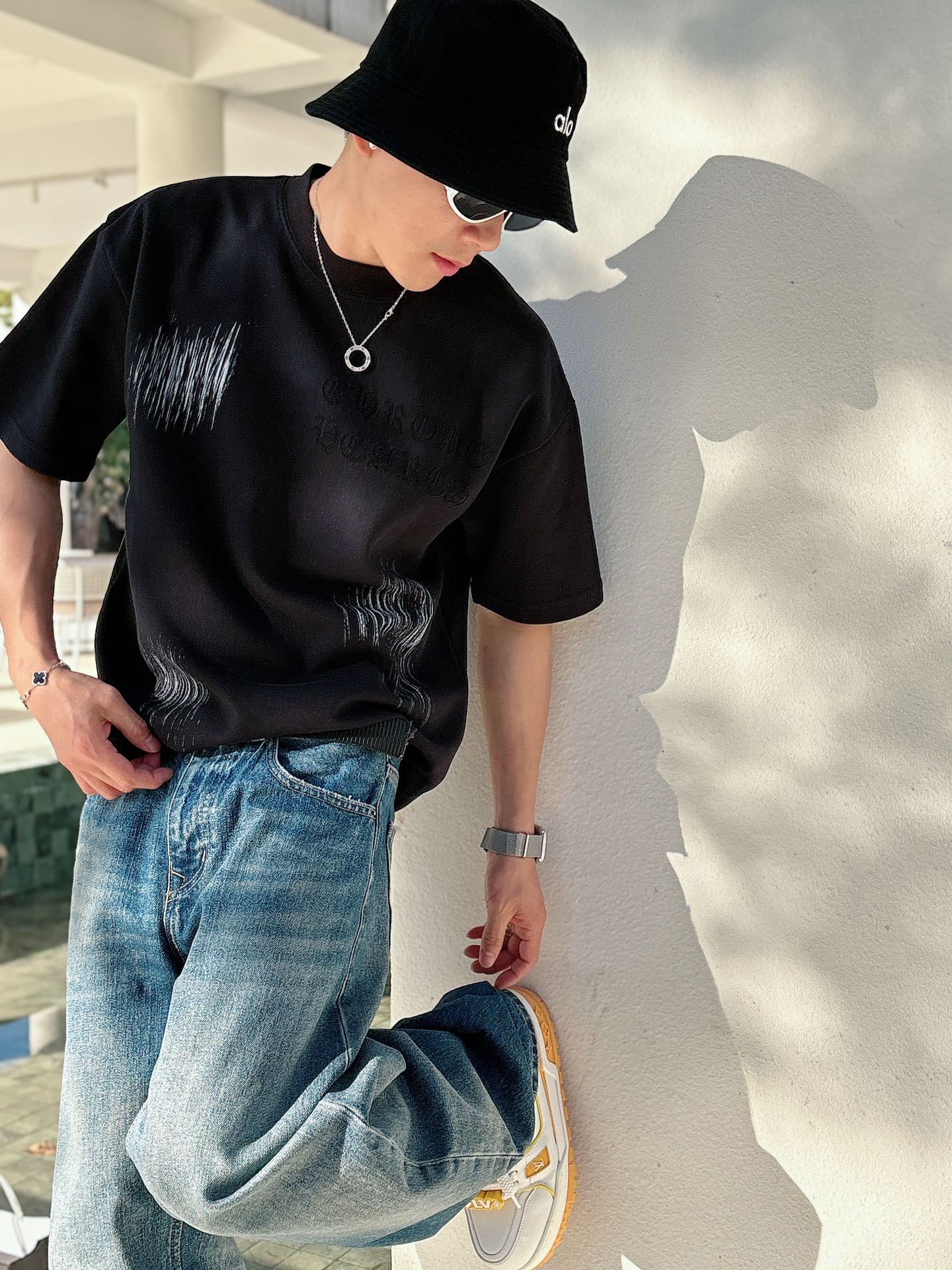 크롬하츠(Chrome Hearts) 레이저 패턴 반팔 티셔츠 상의 의류
