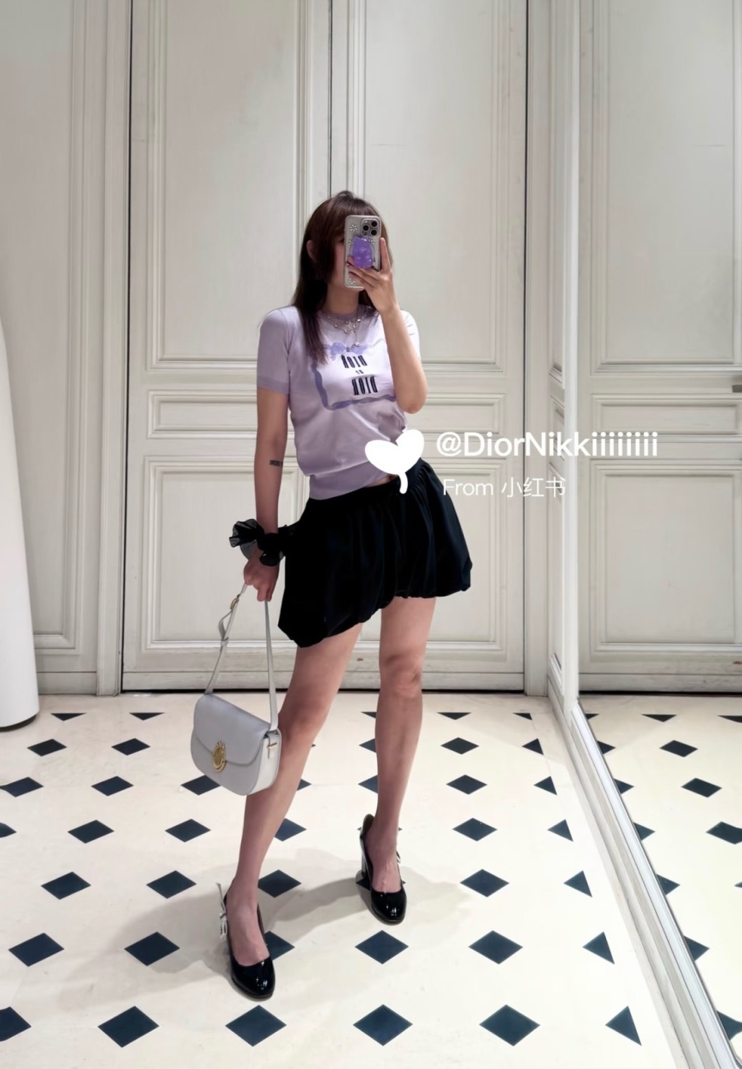 디올(DIOR) 레터링 레이스 자수 라운드넥 반팔 니트 상의 의류