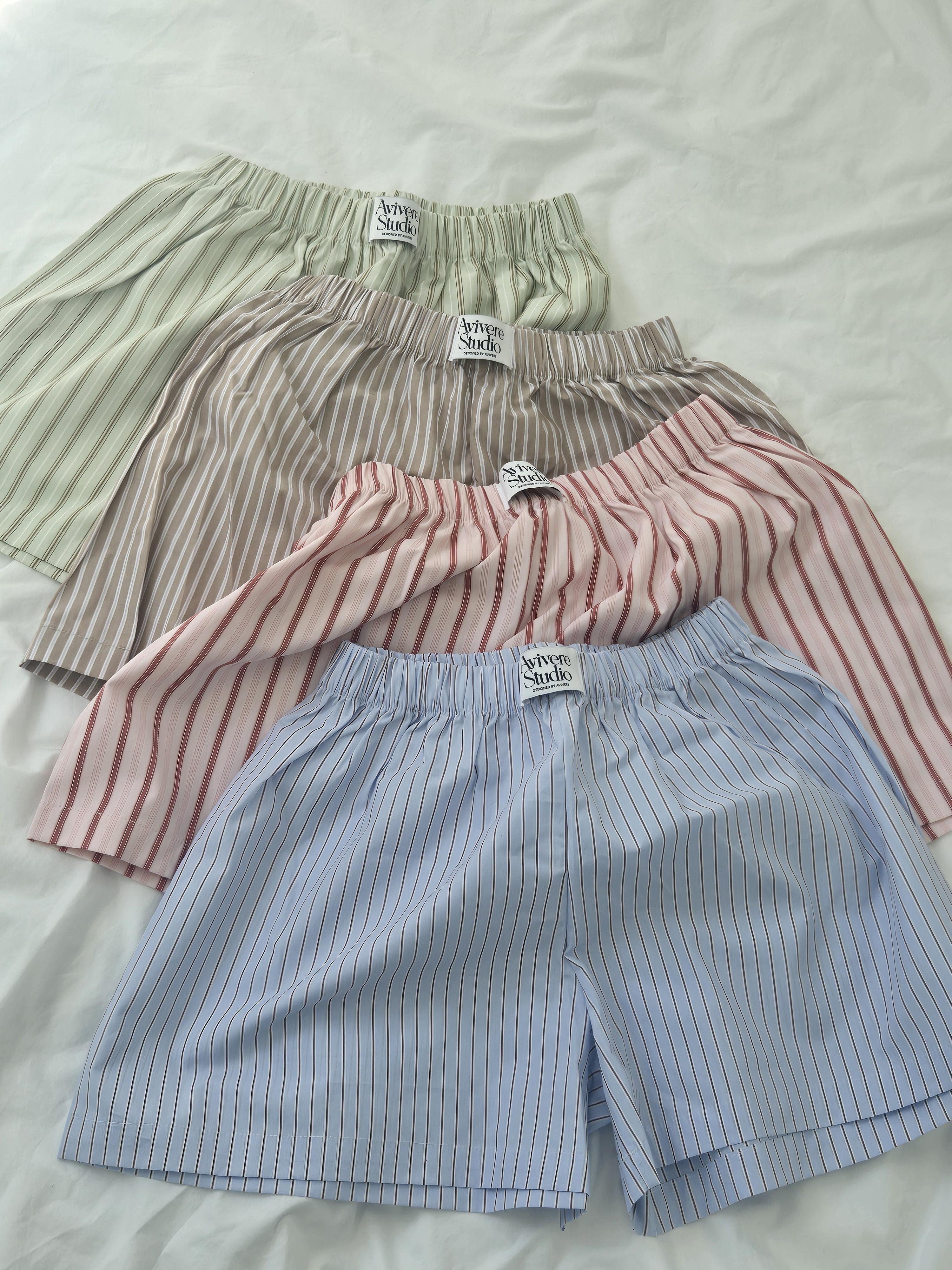 Avivere pajama pants_stripe skyblue brown