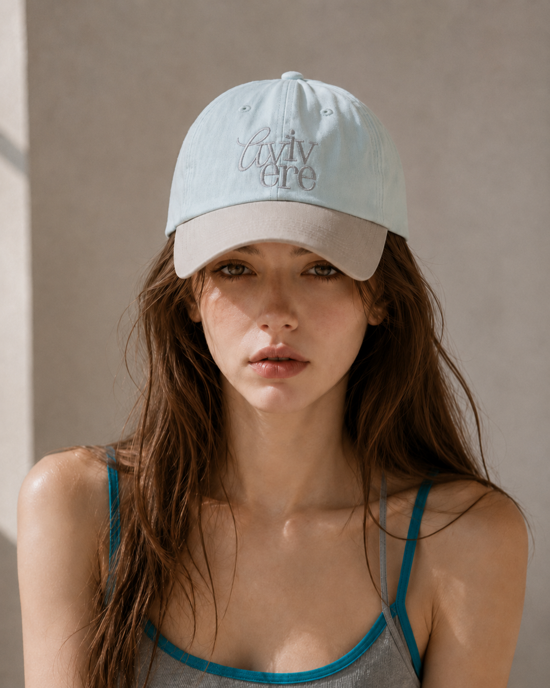 Avivere lettering cap mint light grey