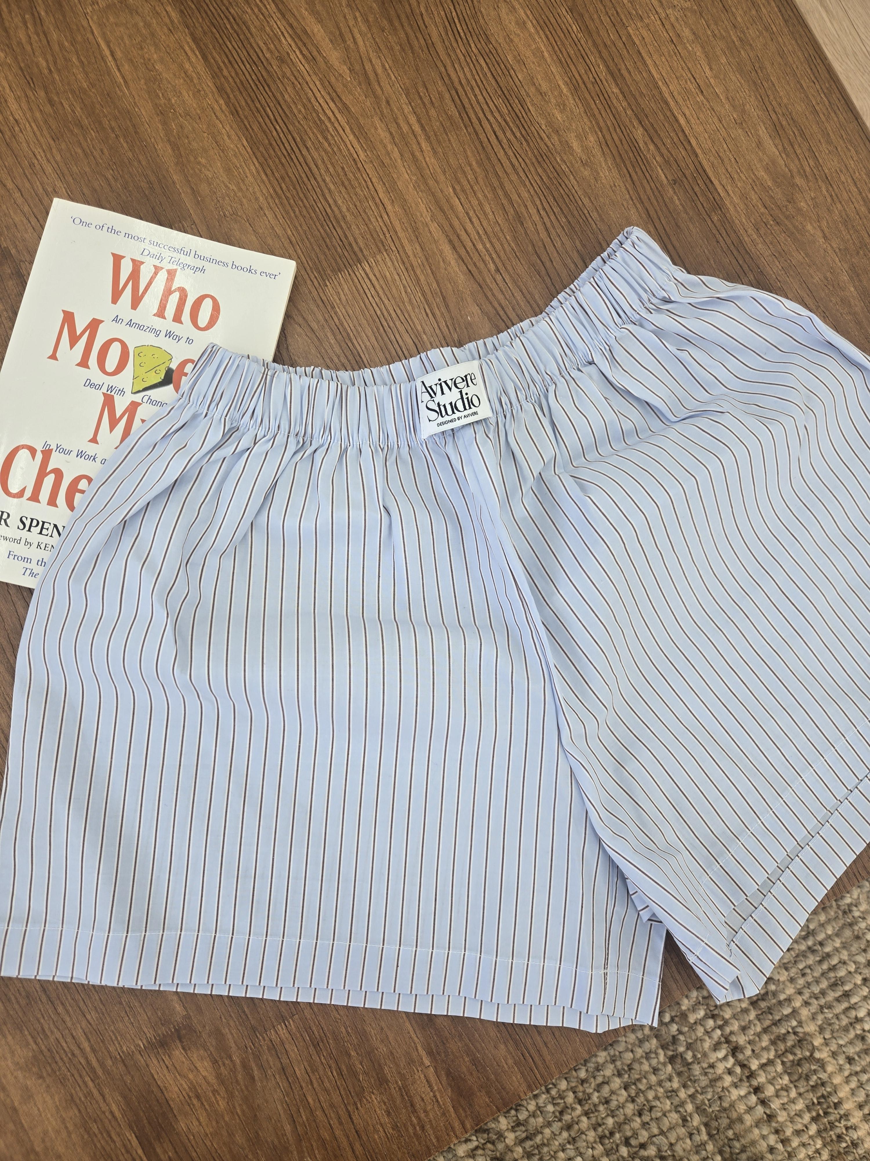 Avivere pajama pants_stripe skyblue brown