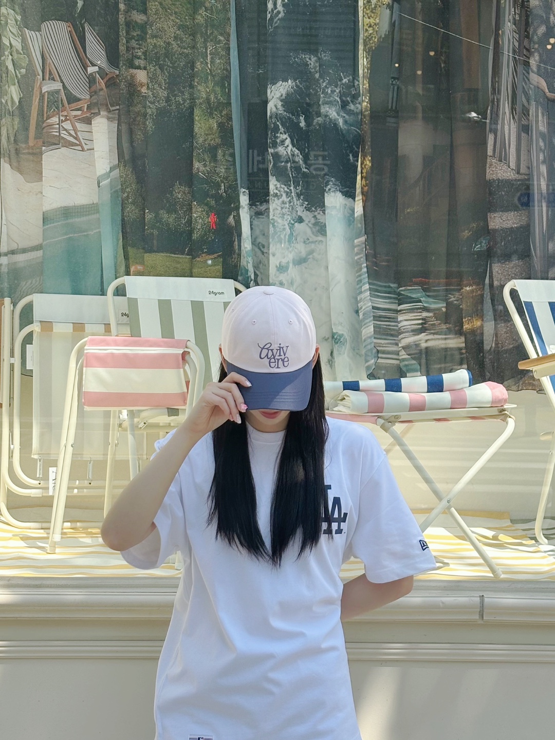 Avivere lettering cap Light pink navy