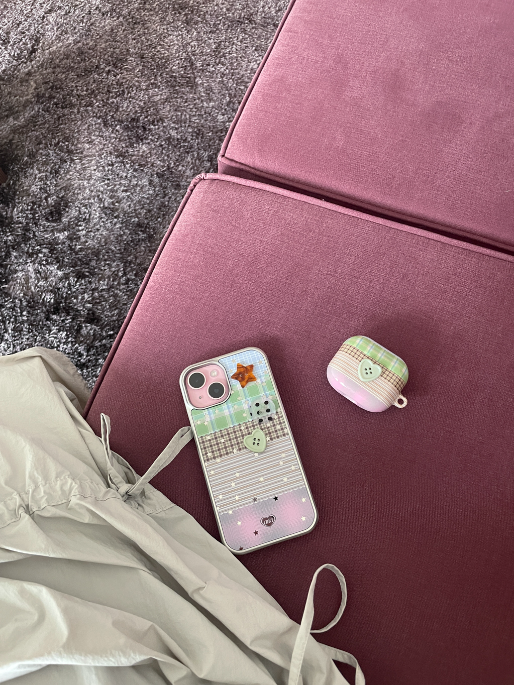 여름방학 button airpod Buds case