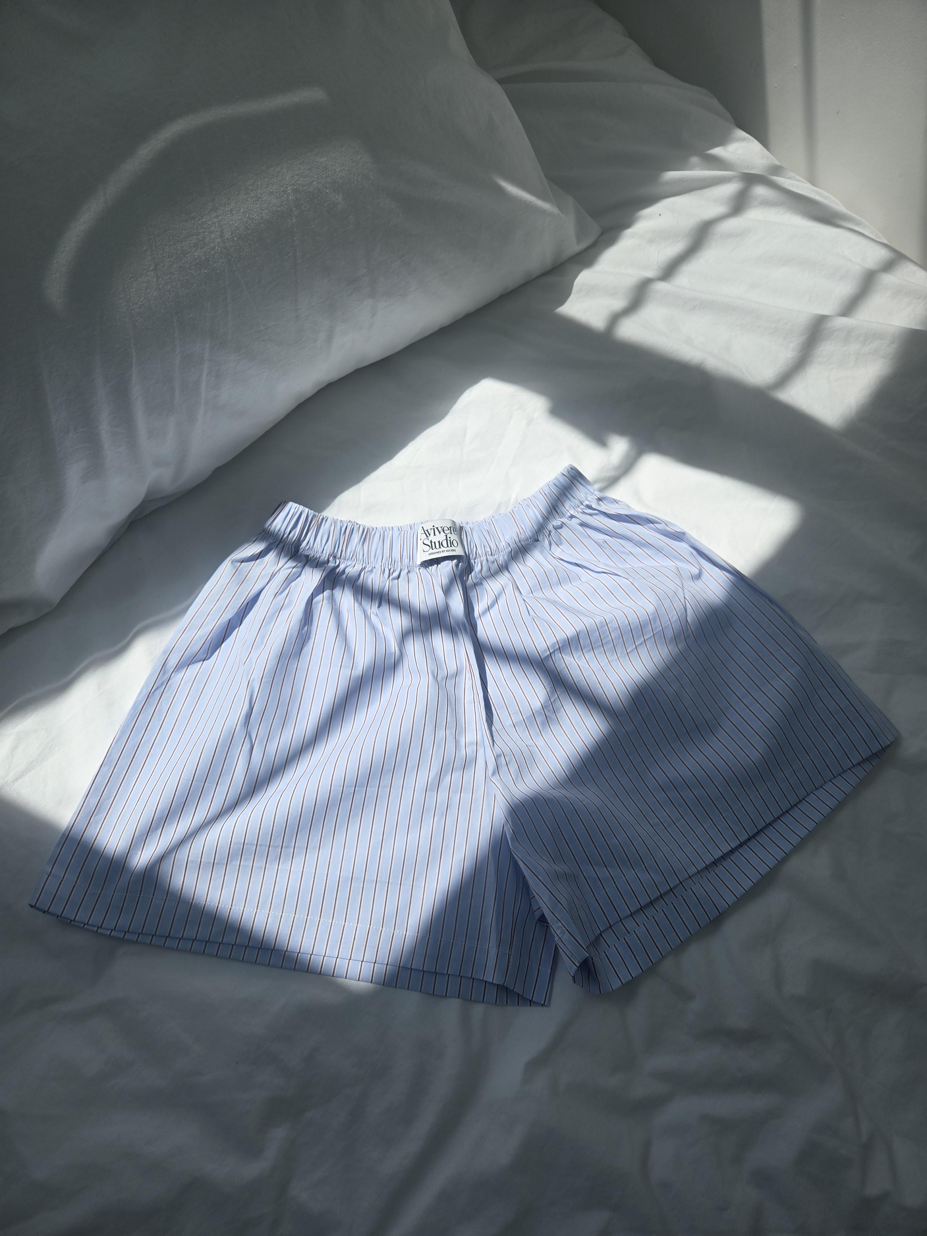 Avivere pajama pants_stripe skyblue brown