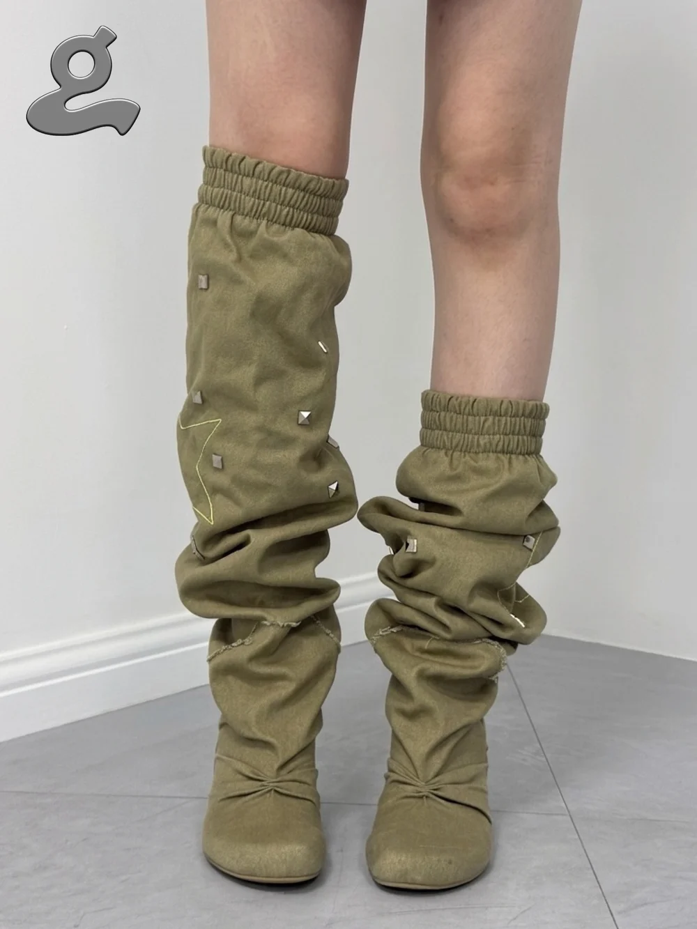 Canvas Wedge Boots 'Slouch'