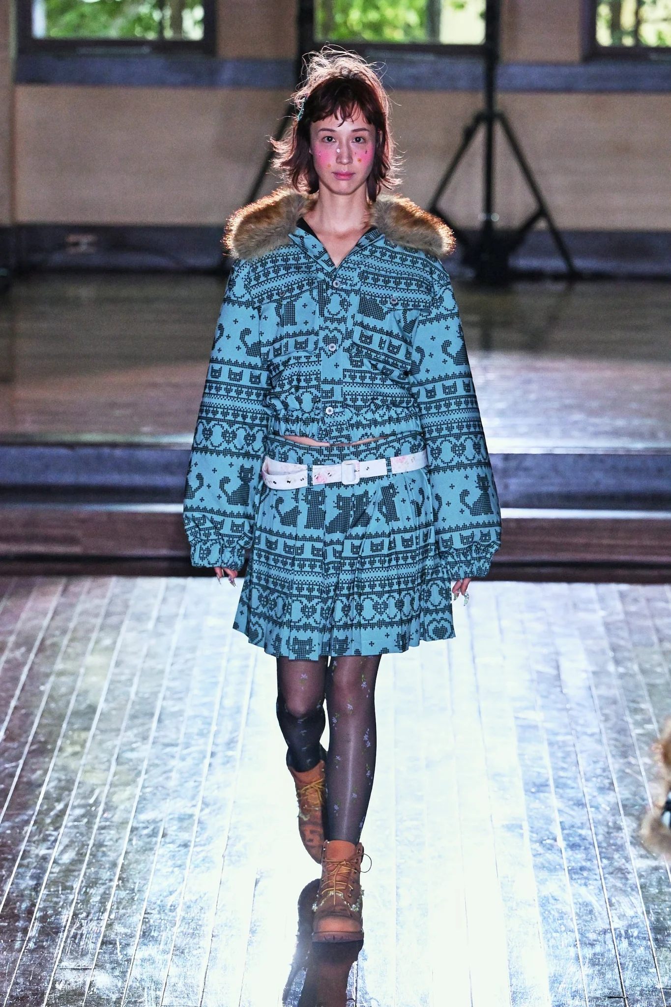 Flocked Jacquard Fur Jacket