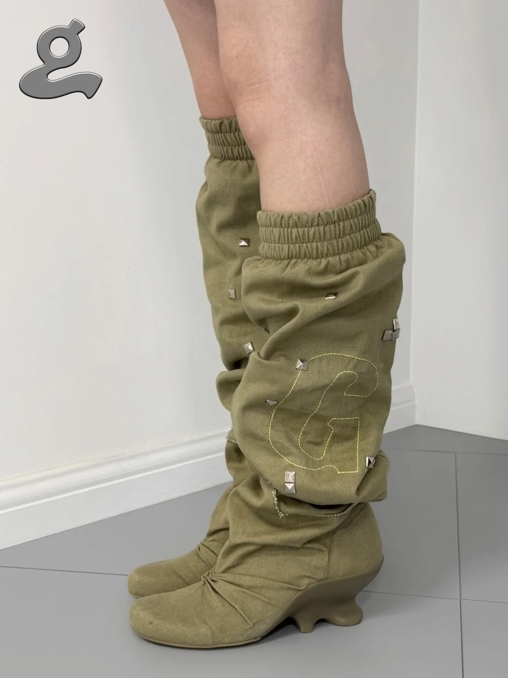 Canvas Wedge Boots 'Slouch'
